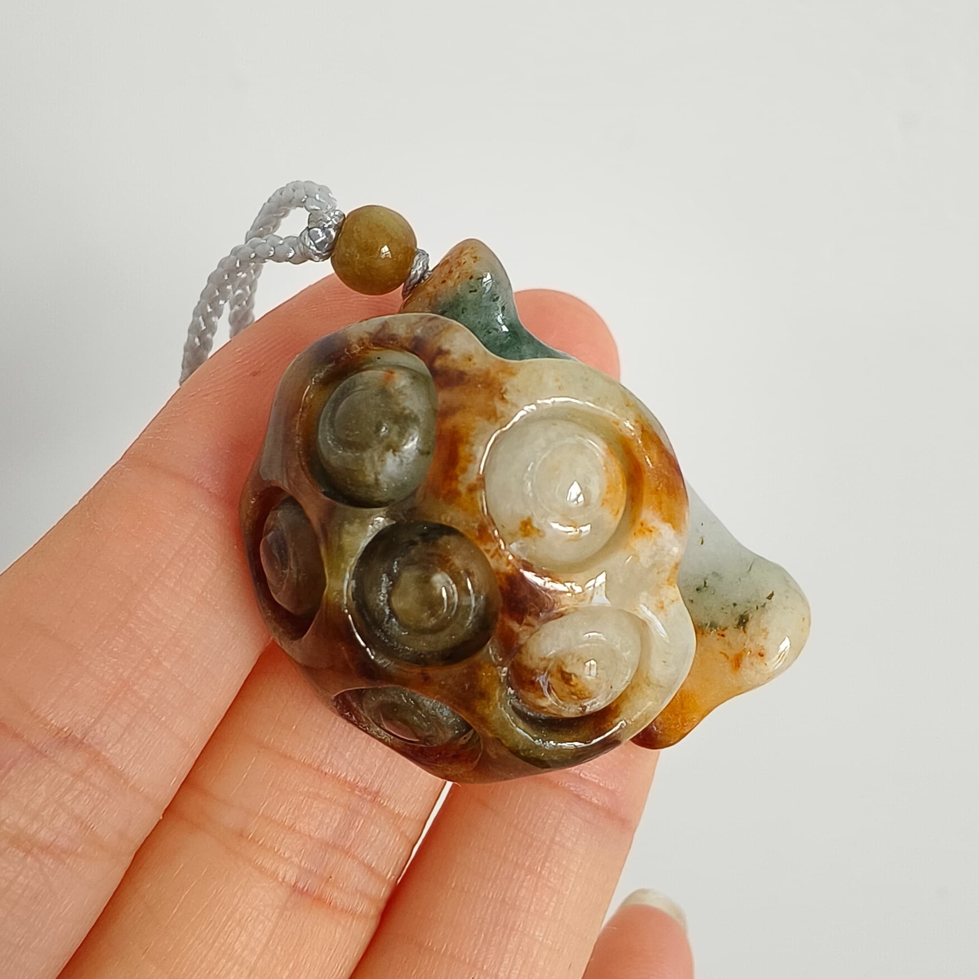 DDP 33.5mm Natural Certificated Yellow Green Burmese Jadeite Lotus Seed Pod Pendant