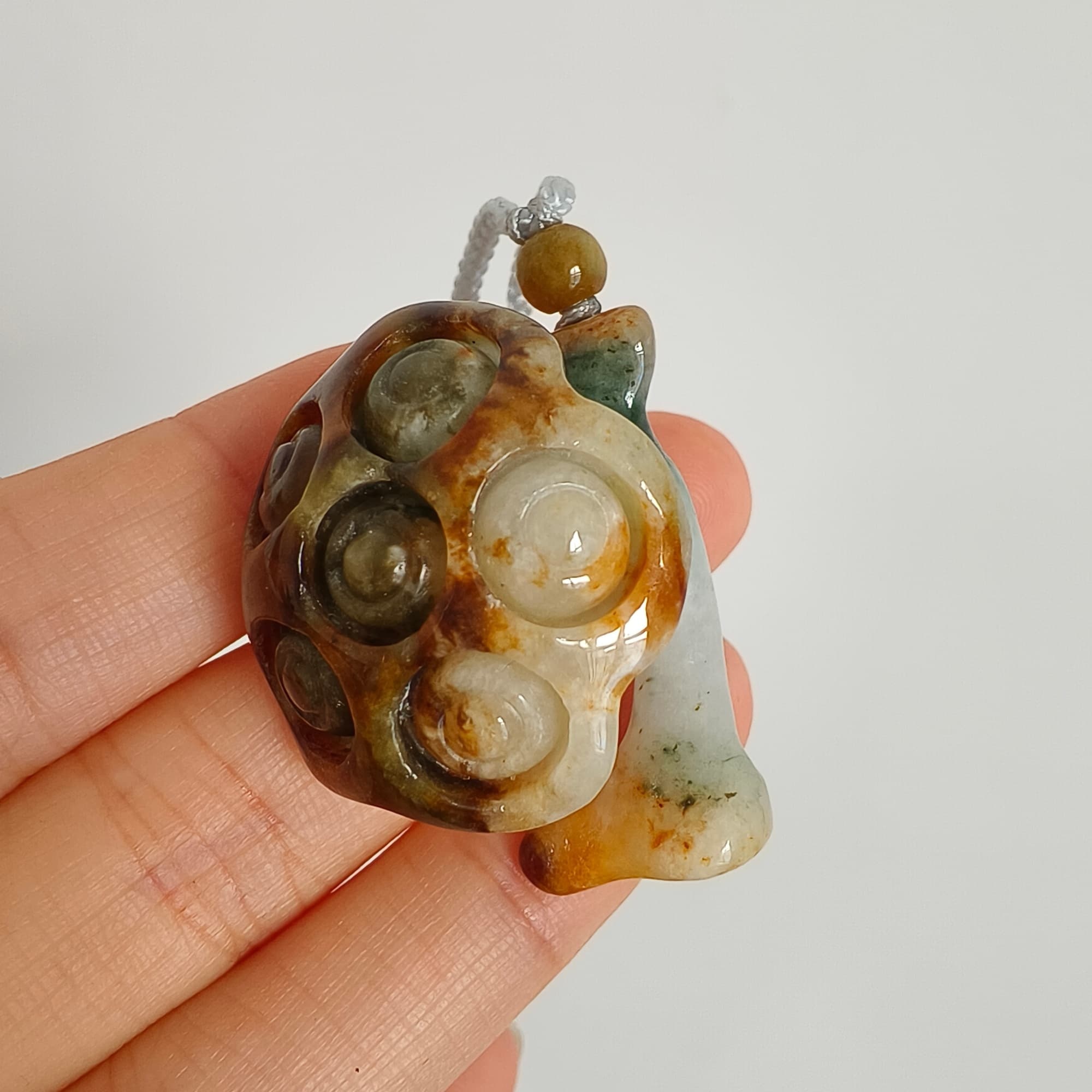 DDP 33.5mm Natural Certificated Yellow Green Burmese Jadeite Lotus Seed Pod Pendant