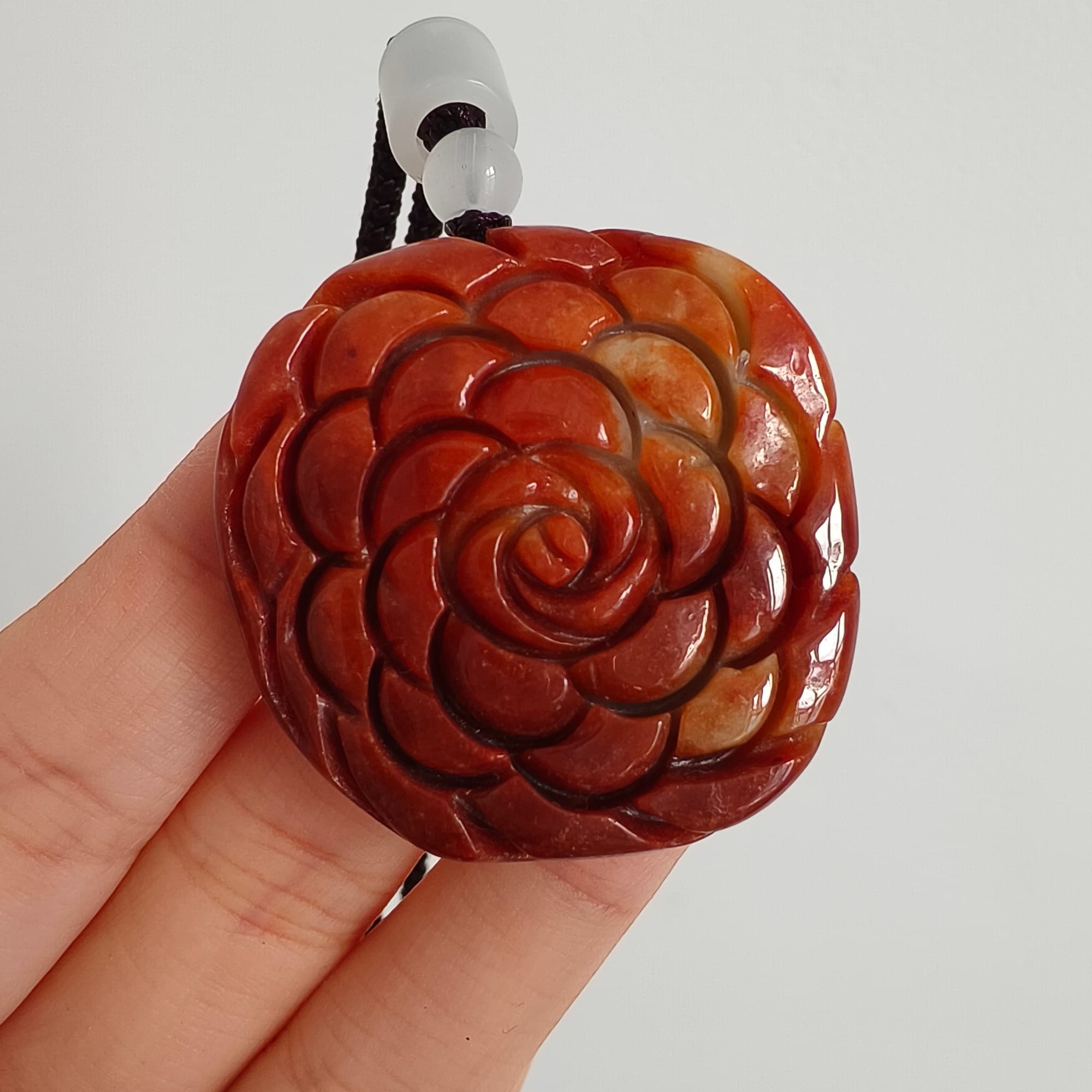 DDP 37mm Natural Certificated Red Green Burmese Jadeite Rose Pendant