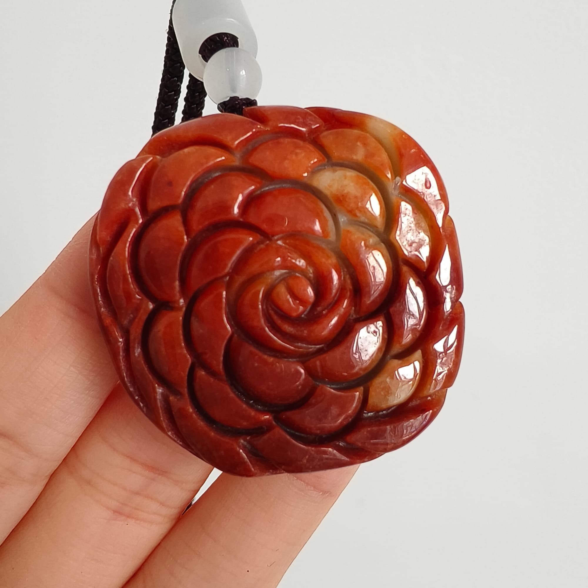 DDP 37mm Natural Certificated Red Green Burmese Jadeite Rose Pendant