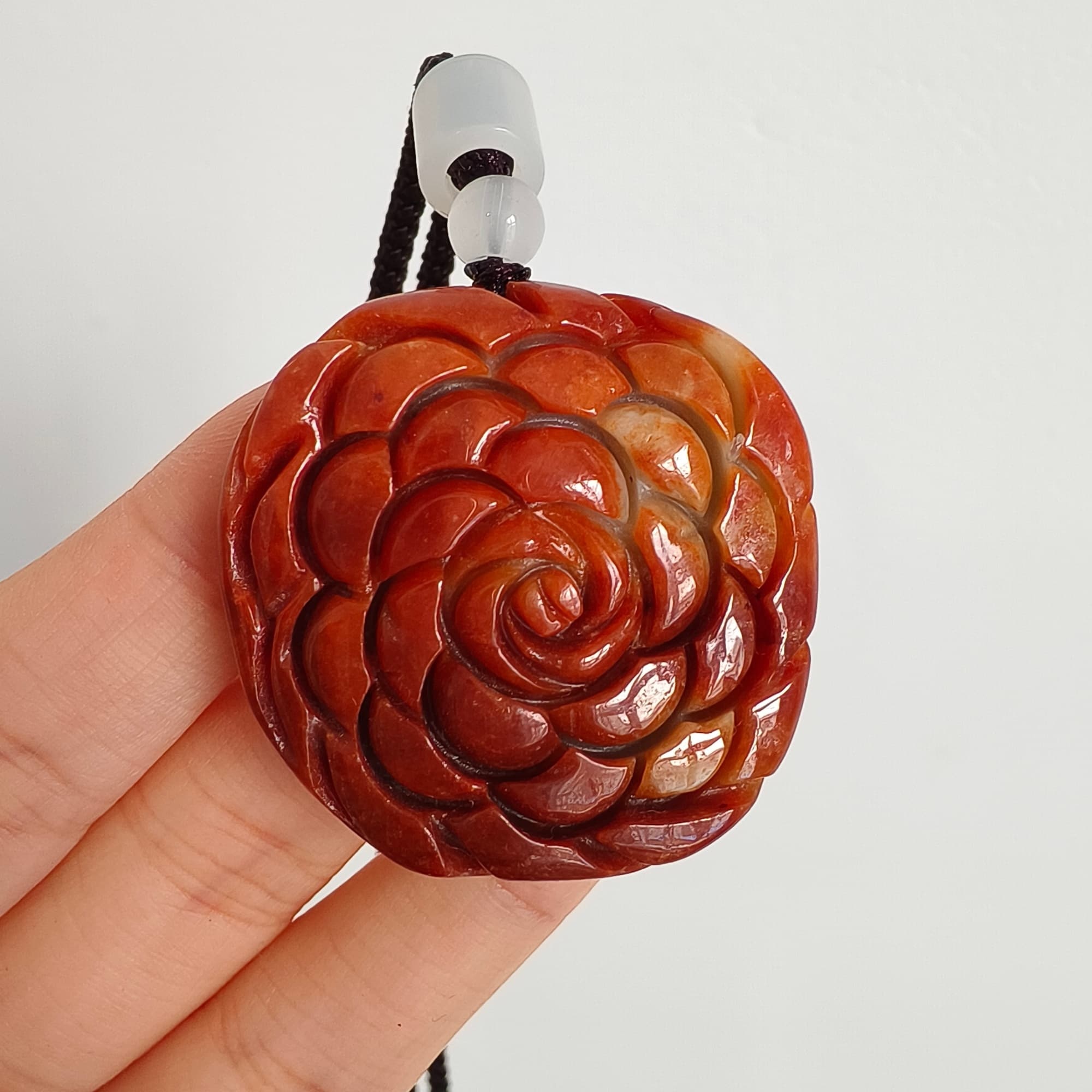 DDP 37mm Natural Certificated Red Green Burmese Jadeite Rose Pendant