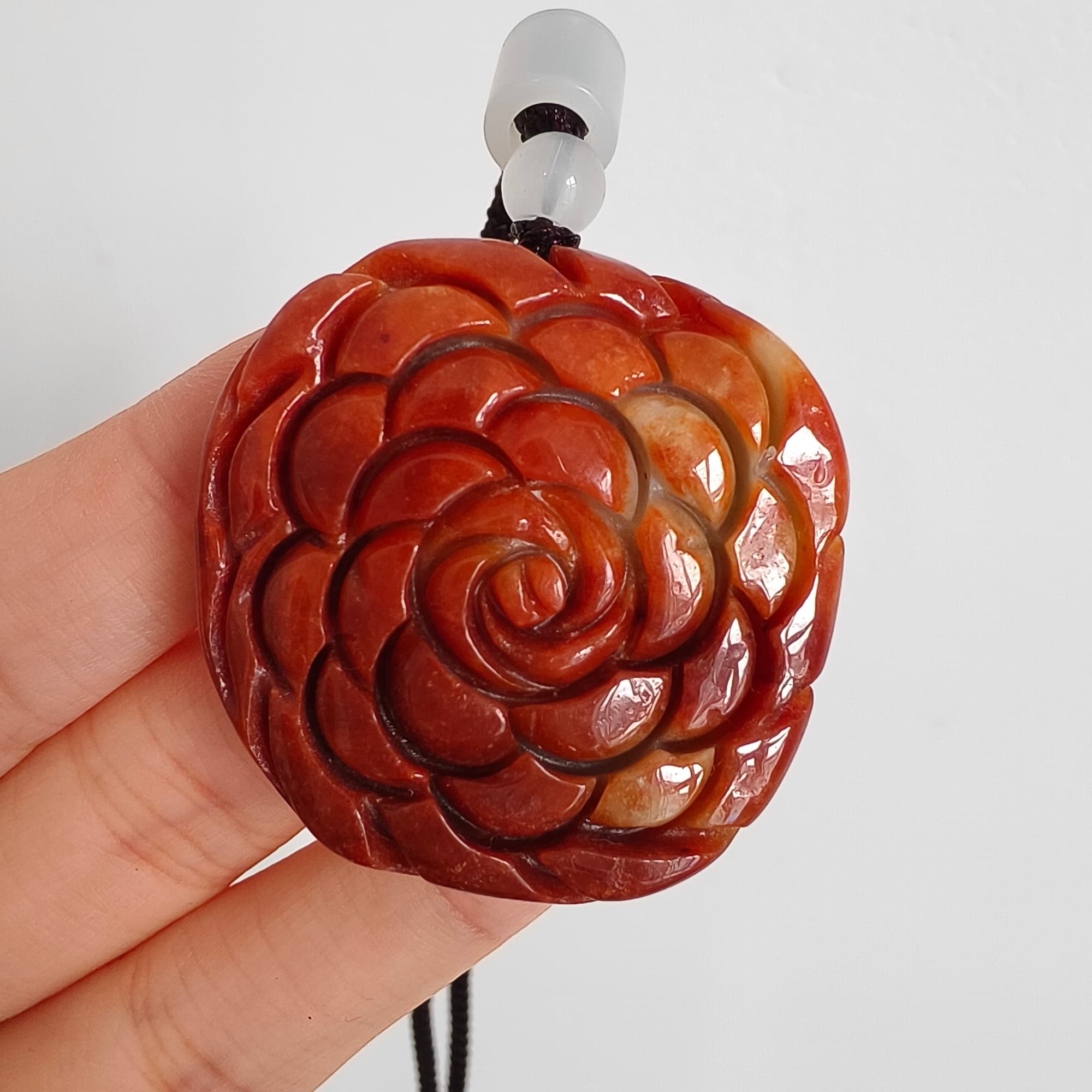 DDP 37mm Natural Certificated Red Green Burmese Jadeite Rose Pendant