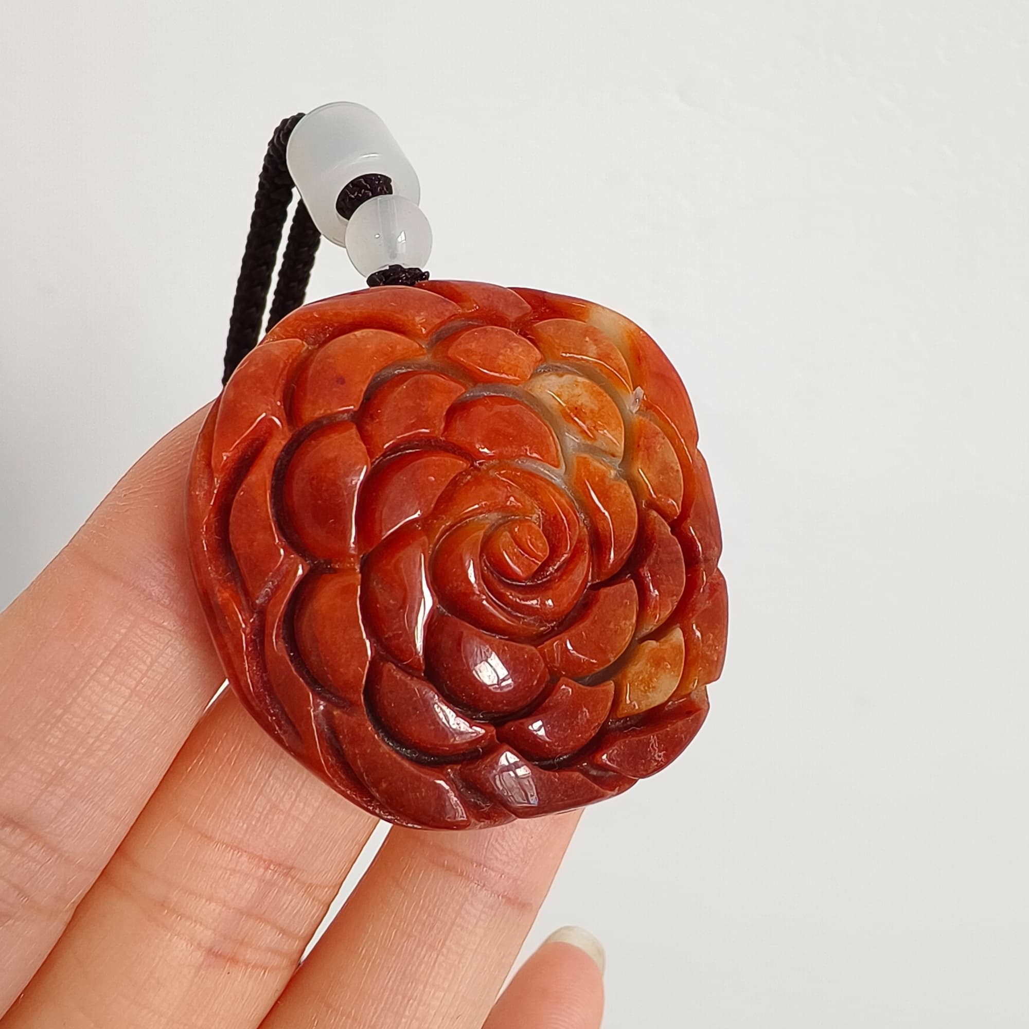 DDP 37mm Natural Certificated Red Green Burmese Jadeite Rose Pendant