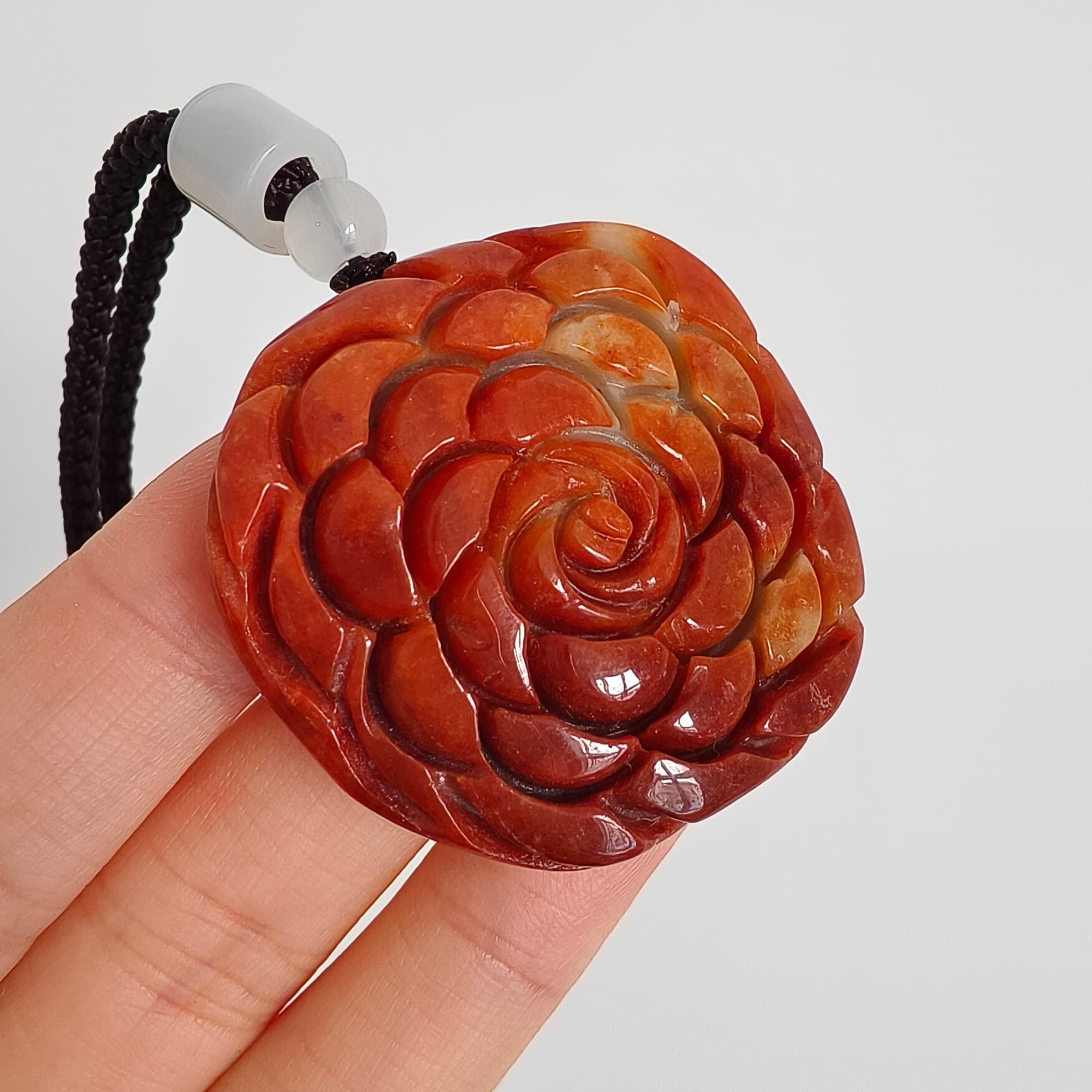 DDP 37mm Natural Certificated Red Green Burmese Jadeite Rose Pendant