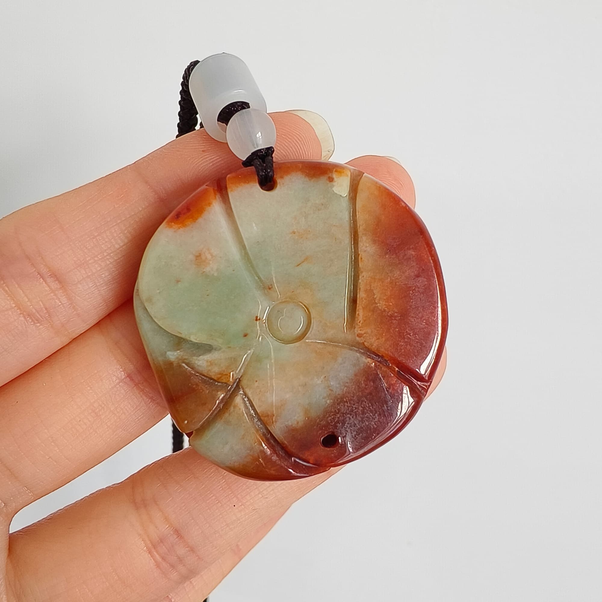 DDP 37mm Natural Certificated Red Green Burmese Jadeite Rose Pendant