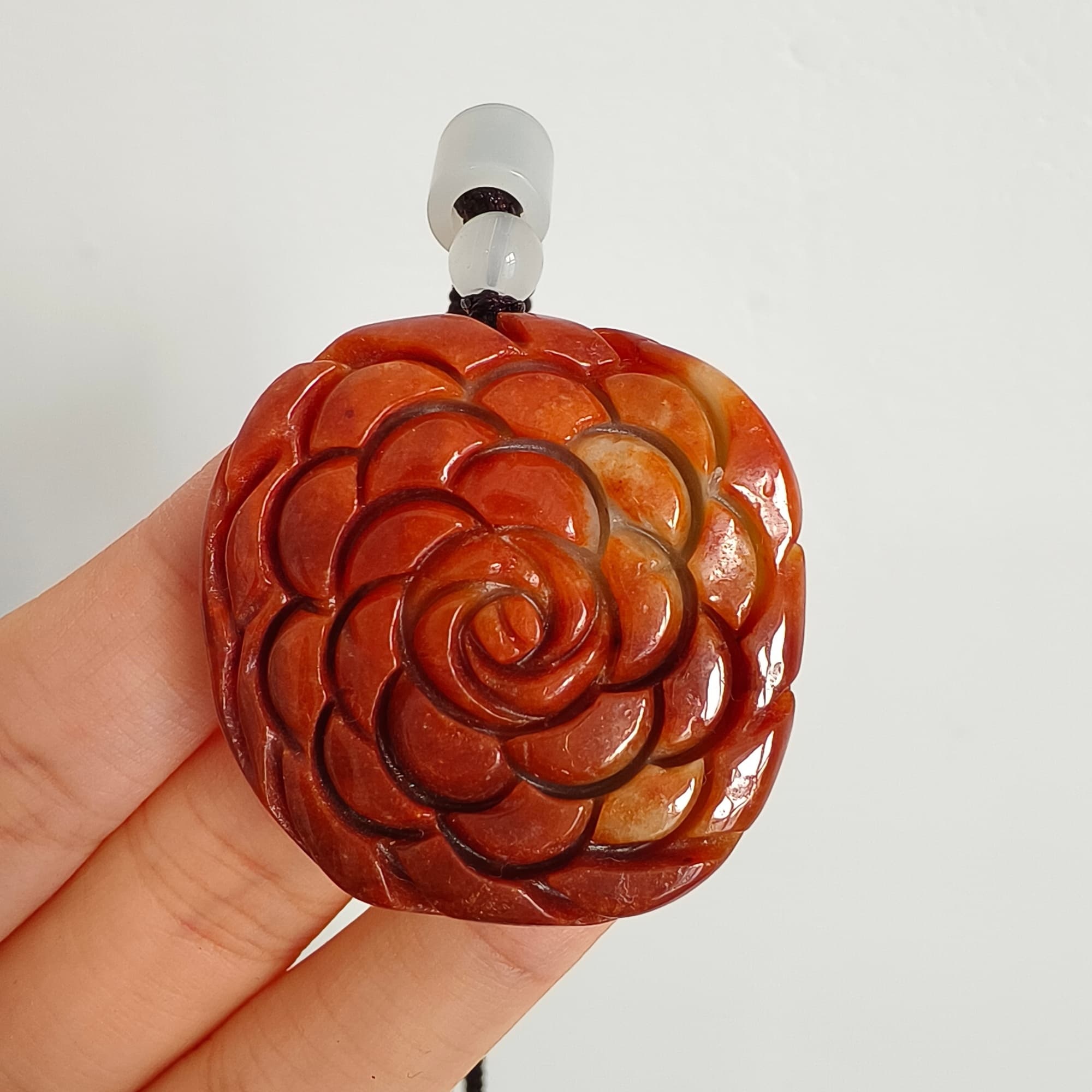 DDP 37mm Natural Certificated Red Green Burmese Jadeite Rose Pendant