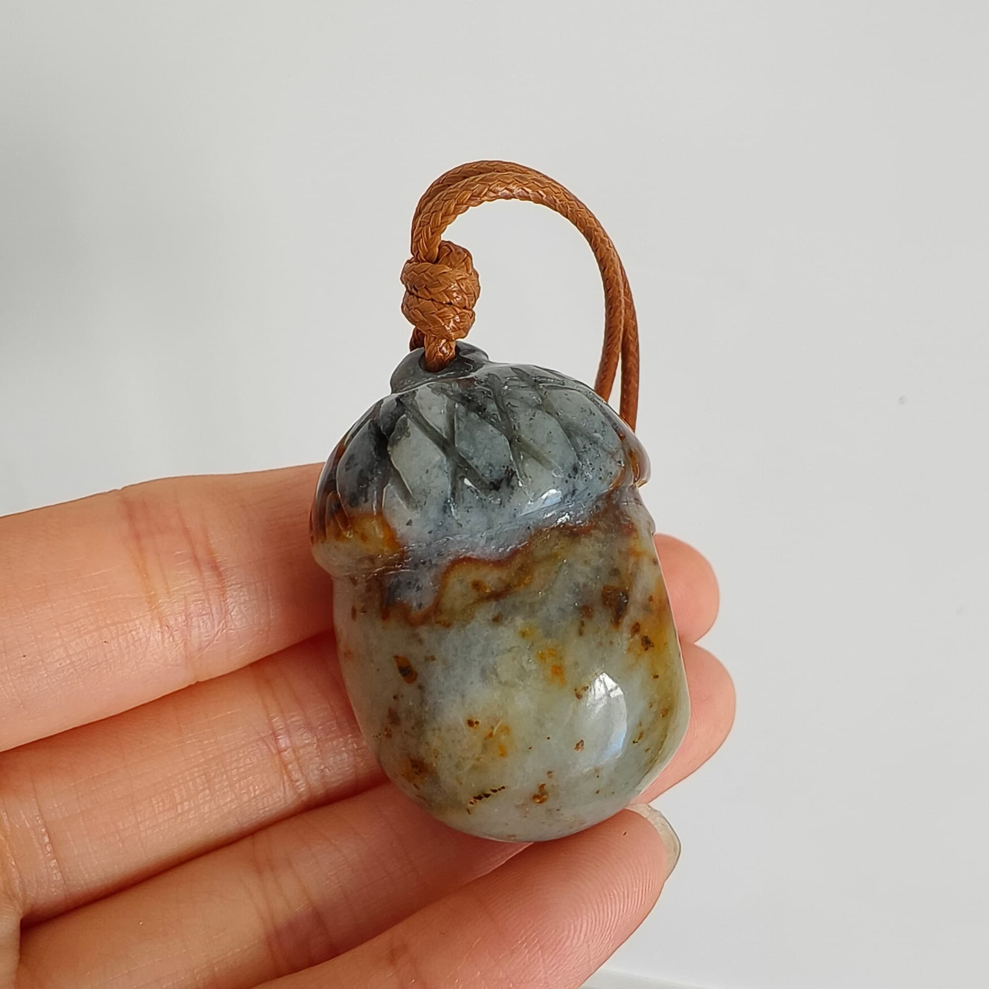 DDP 38.7mm Unique Untreated Natural Yellow Gray Serpentine Jade Chinese Jade Native Cat Pendant