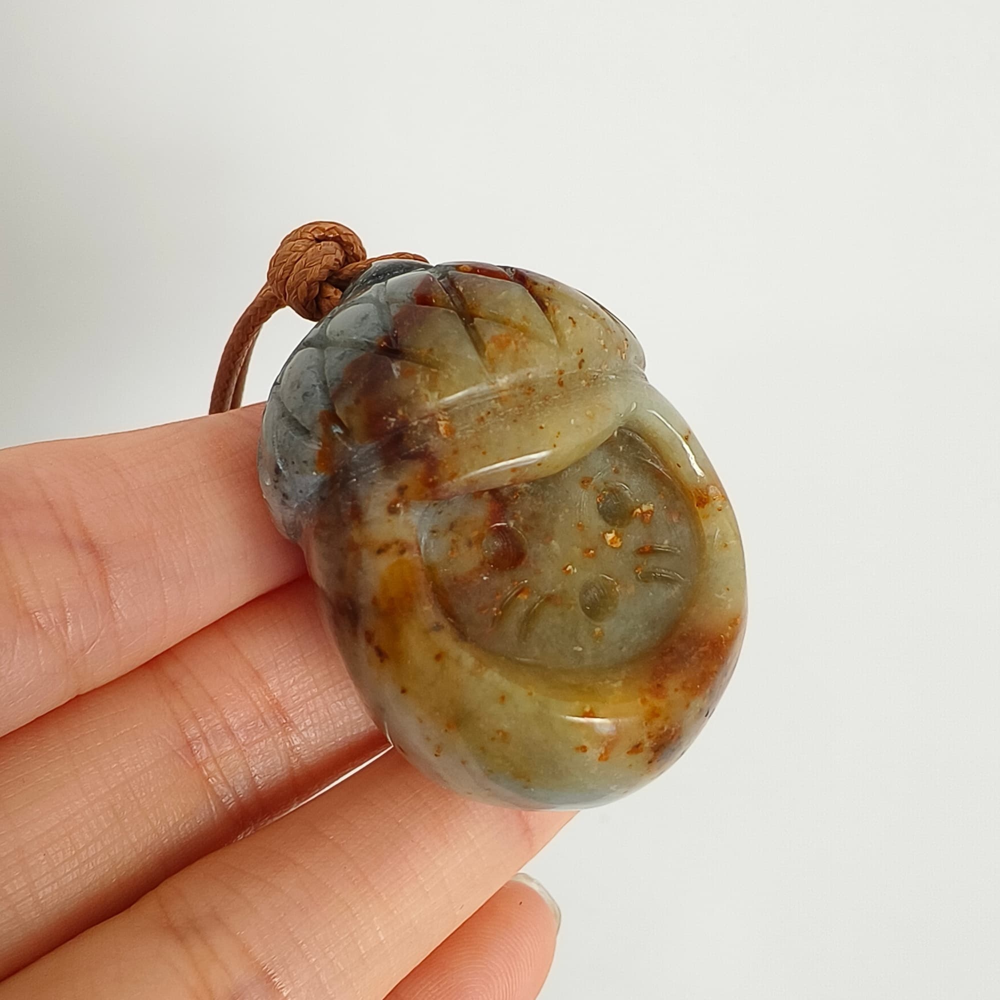 DDP 38.7mm Unique Untreated Natural Yellow Gray Serpentine Jade Chinese Jade Native Cat Pendant