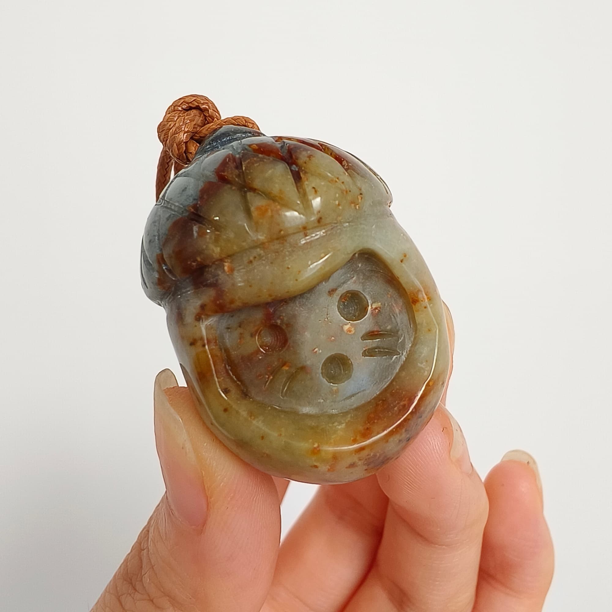 DDP 38.7mm Unique Untreated Natural Yellow Gray Serpentine Jade Chinese Jade Native Cat Pendant