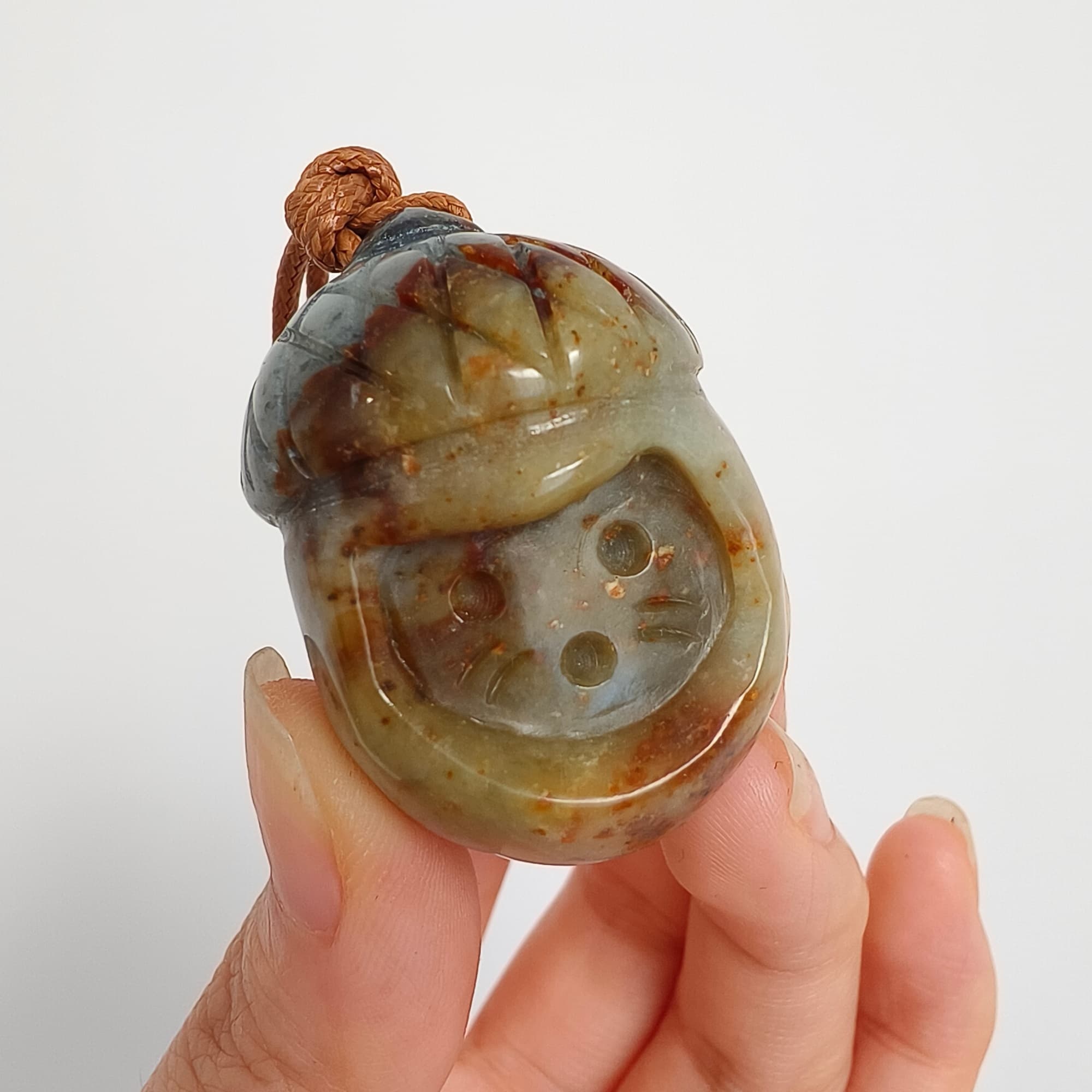 DDP 38.7mm Unique Untreated Natural Yellow Gray Serpentine Jade Chinese Jade Native Cat Pendant