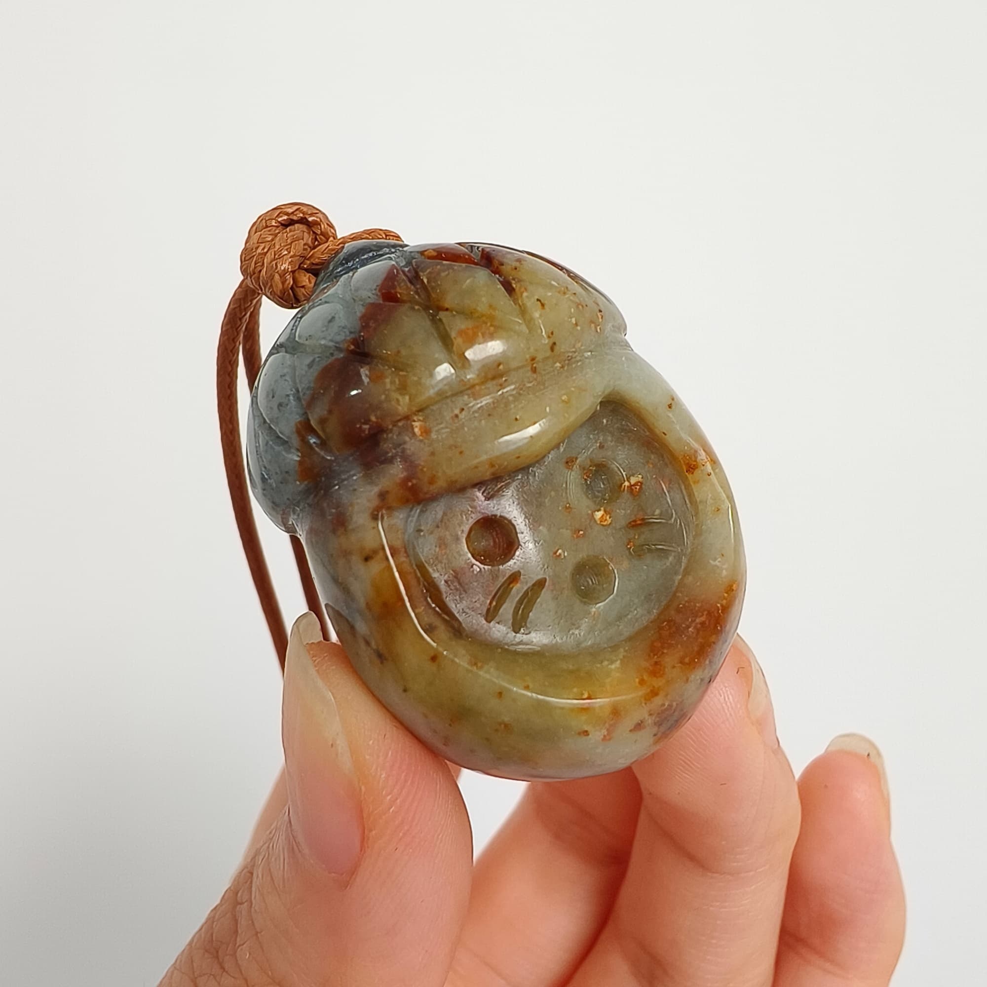 DDP 38.7mm Unique Untreated Natural Yellow Gray Serpentine Jade Chinese Jade Native Cat Pendant