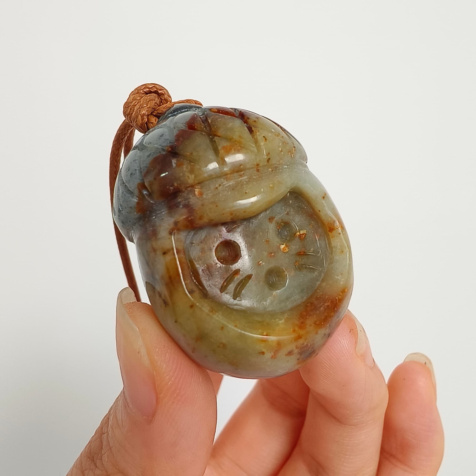 DDP 38.7mm Unique Untreated Natural Yellow Gray Serpentine Jade Chinese Jade Native Cat Pendant
