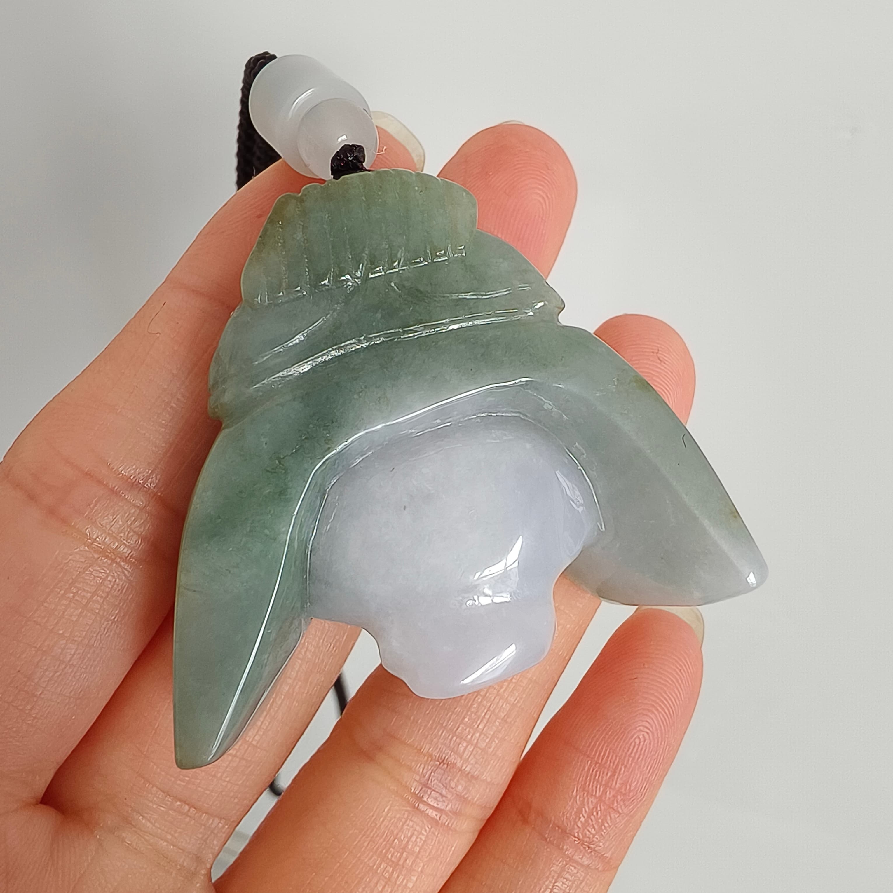 DDP 45mm Natural Type A Untreated Green White Burmese Jadeite Skull Pendant