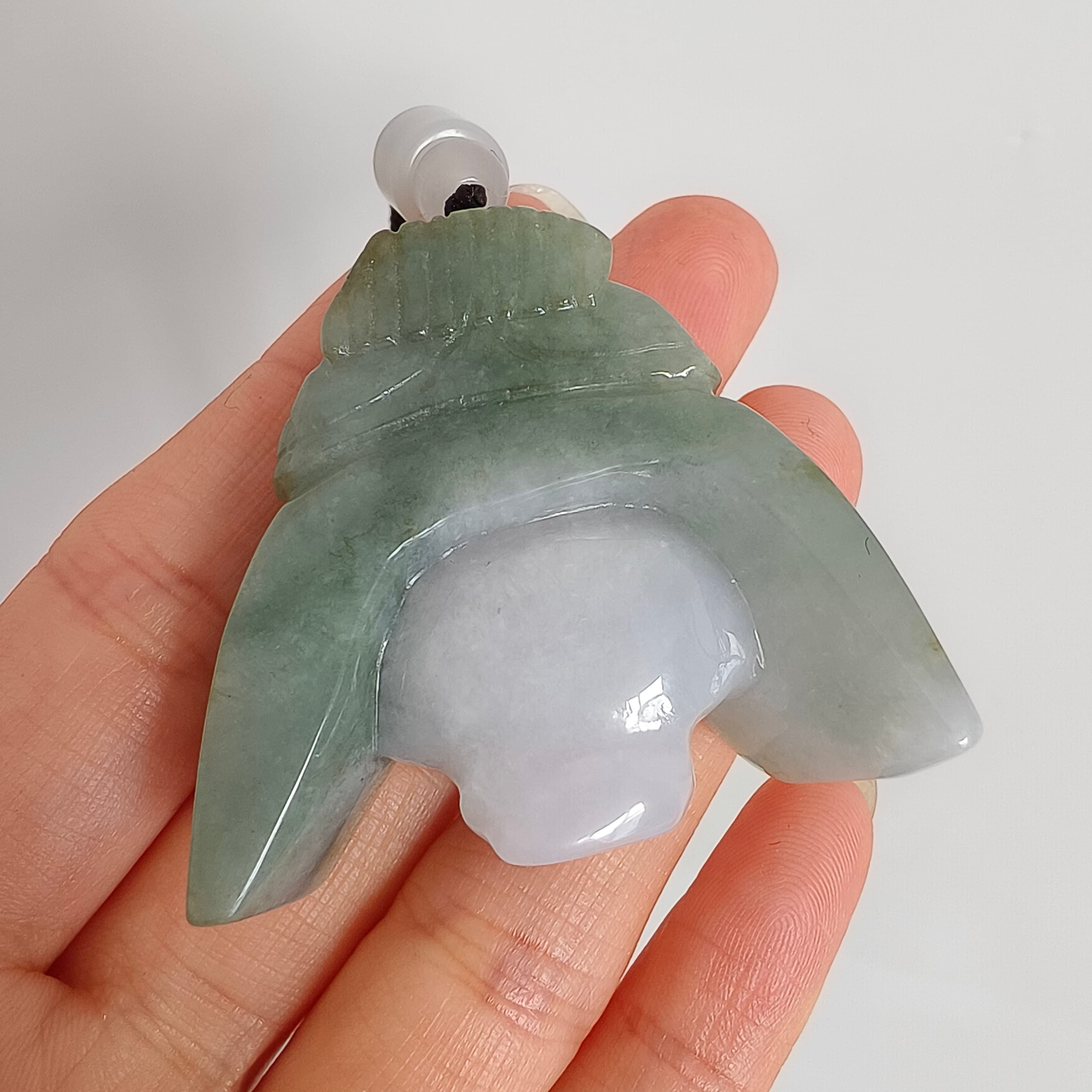 DDP 45mm Natural Type A Untreated Green White Burmese Jadeite Skull Pendant