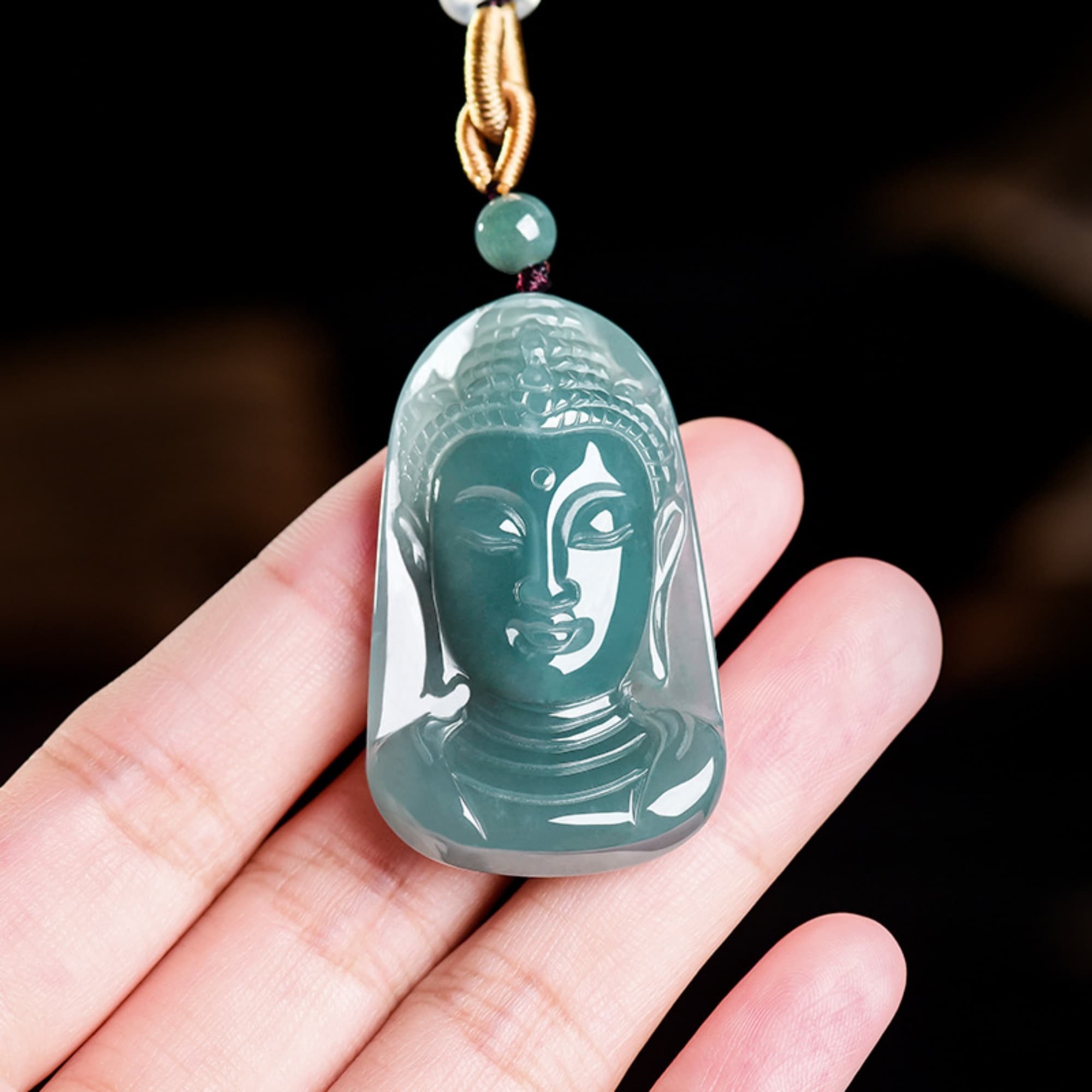 DDP 43.5mm Natural Certificated Type A Untreated Blue Watery Guatemalan Jadeite Buddha Pendant