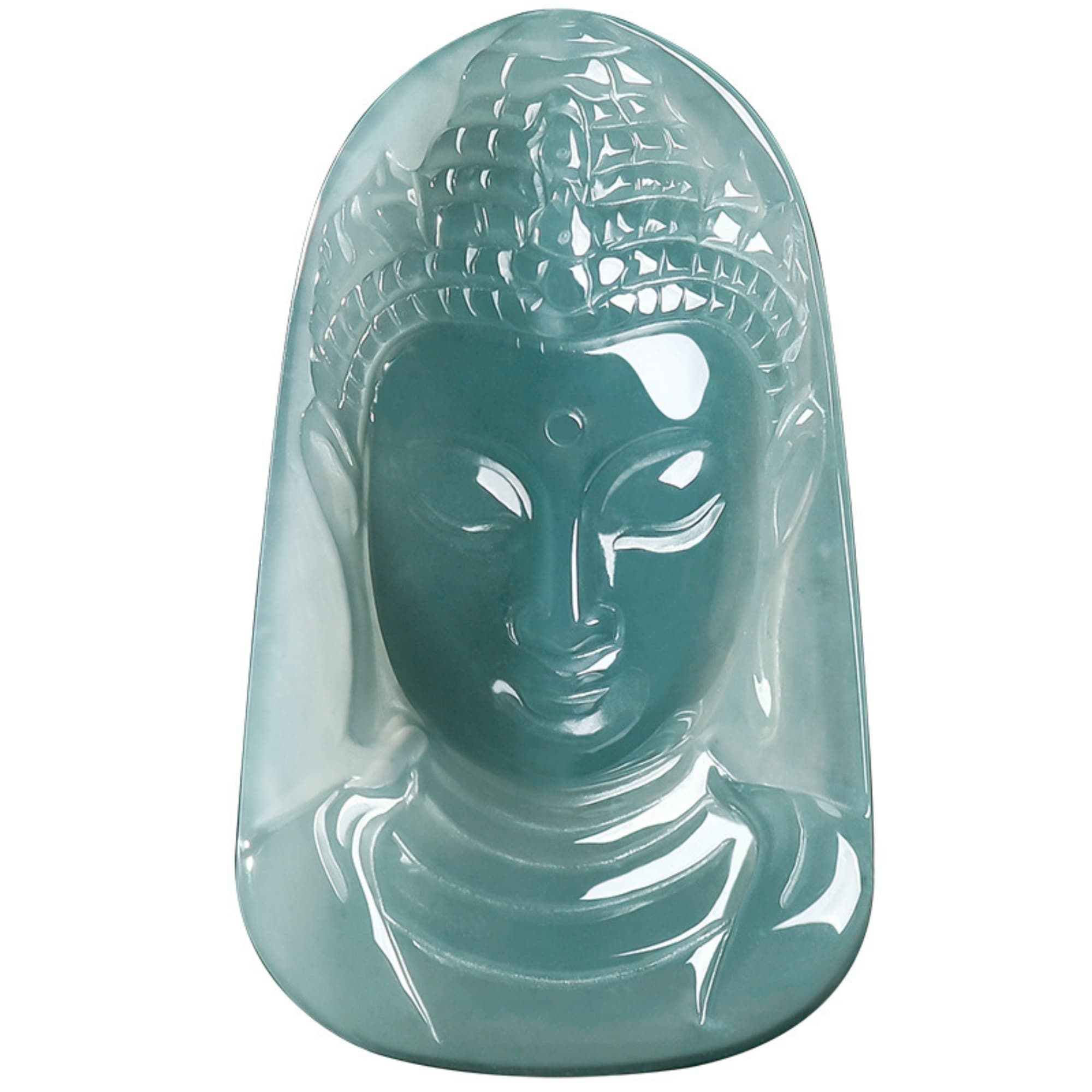 DDP 43.5mm Natural Certificated Type A Untreated Blue Watery Guatemalan Jadeite Buddha Pendant