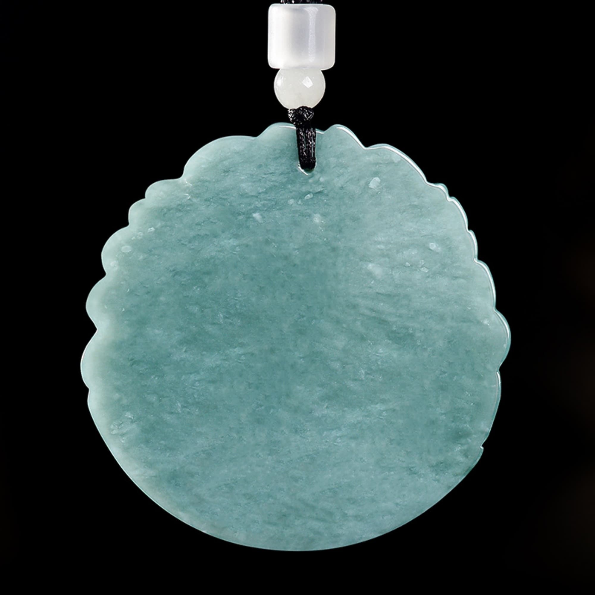 DDP 53.5mm Natural Certificated Type A Untreated Blue Watery Guatemalan Jadeite Round Pendant With Dragon Carved