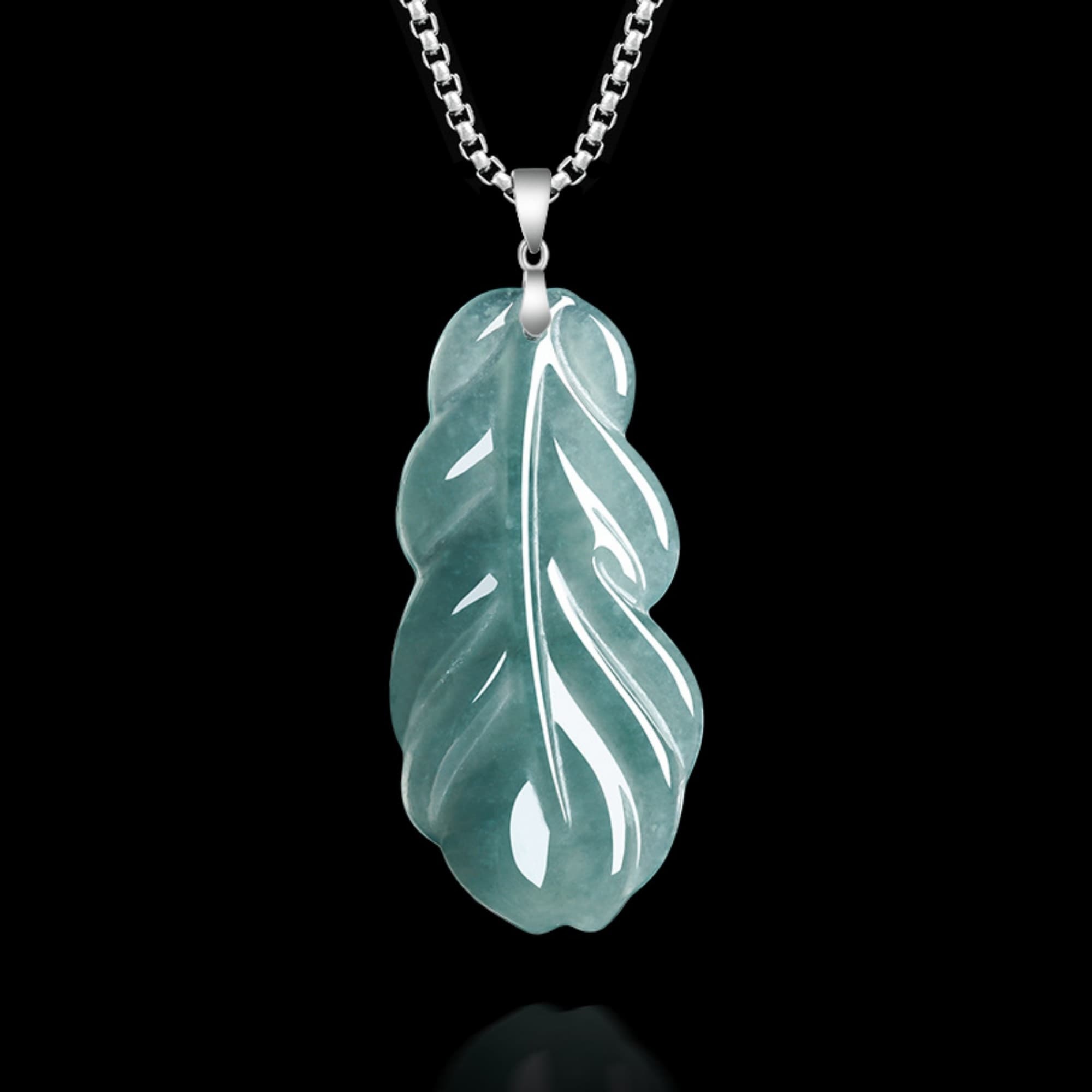 DDP 50mm Natural Certificated Type A Untreated Icy Blue Watery Guatemalan Jadeite Feather Pendant