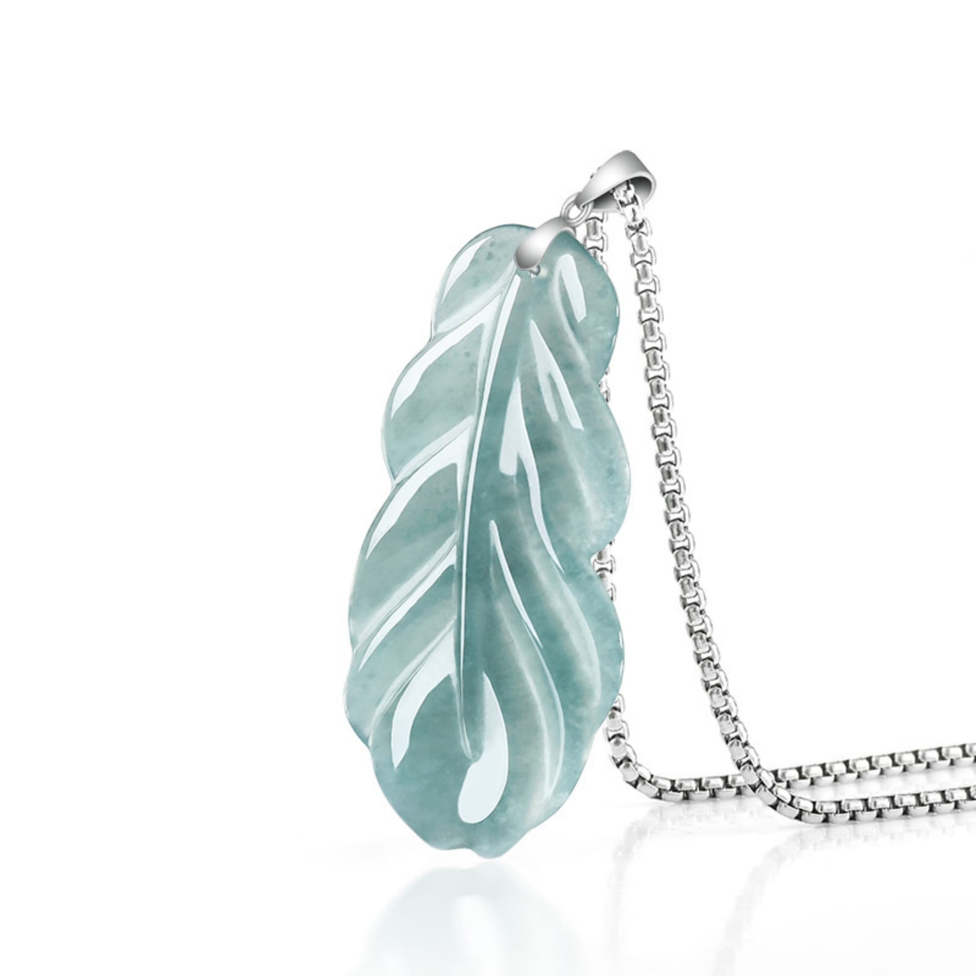 DDP 50mm Natural Certificated Type A Untreated Icy Blue Watery Guatemalan Jadeite Feather Pendant