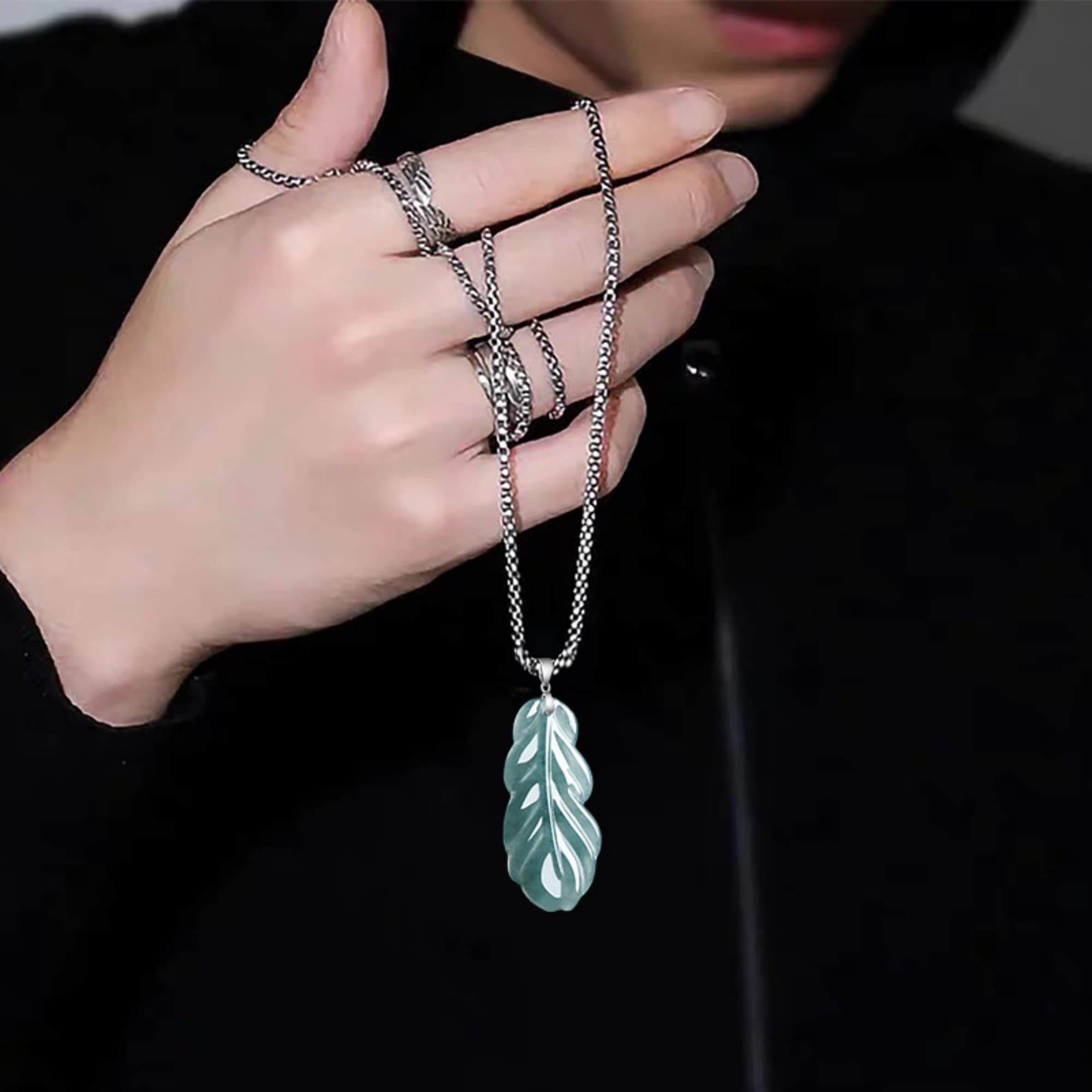 DDP 50mm Natural Certificated Type A Untreated Icy Blue Watery Guatemalan Jadeite Feather Pendant