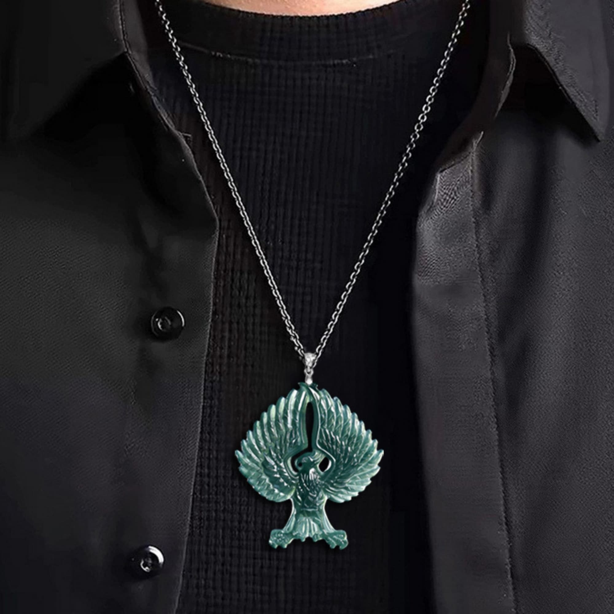 DDP 60mm Natural Certificated Type A Untreated Blue Watery Guatemalan Jadeite Eagle Pendant