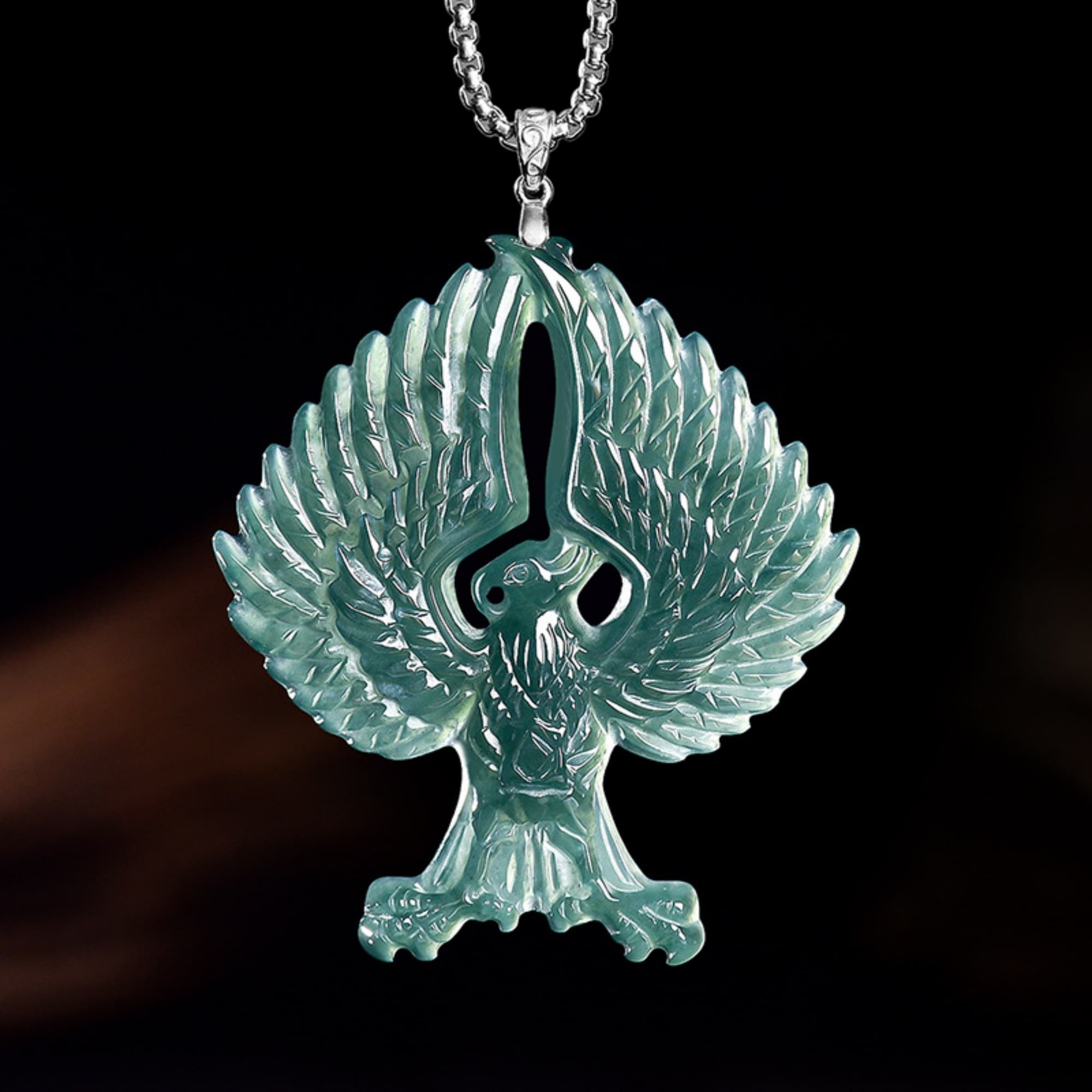 DDP 60mm Natural Certificated Type A Untreated Blue Watery Guatemalan Jadeite Eagle Pendant