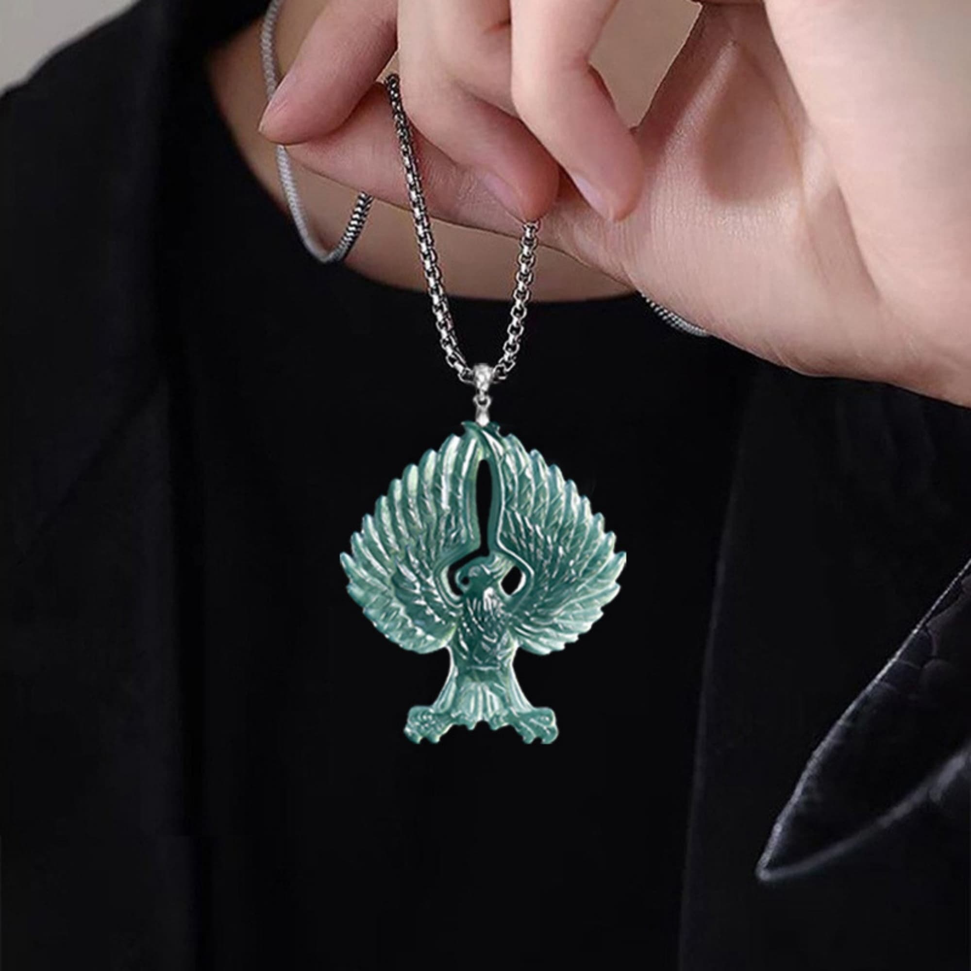 DDP 60mm Natural Certificated Type A Untreated Blue Watery Guatemalan Jadeite Eagle Pendant