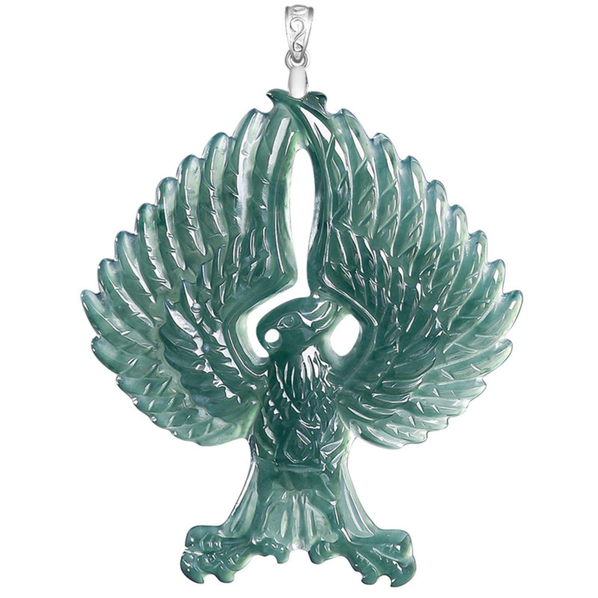 DDP 60mm Natural Certificated Type A Untreated Blue Watery Guatemalan Jadeite Eagle Pendant