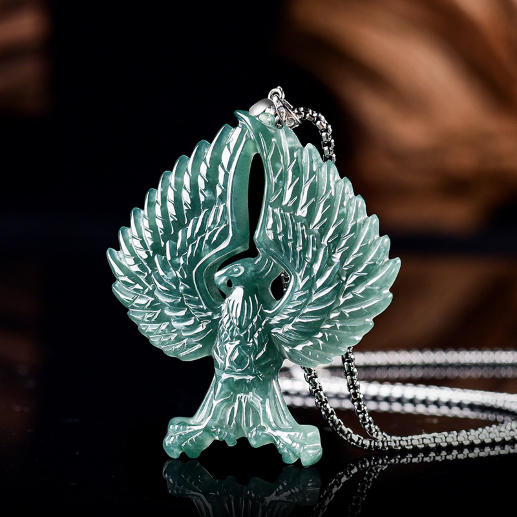 DDP 60mm Natural Certificated Type A Untreated Blue Watery Guatemalan Jadeite Eagle Pendant