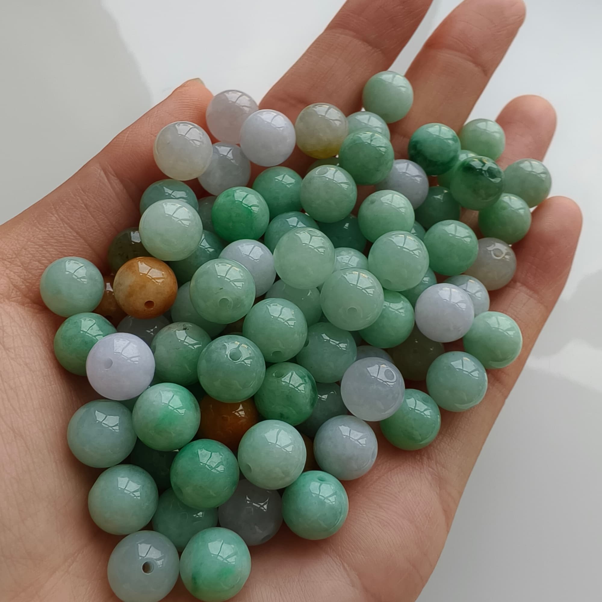 DDP 20pcs 9mm Natural Certificated Multi Color Burmese Jadeite Round Beads