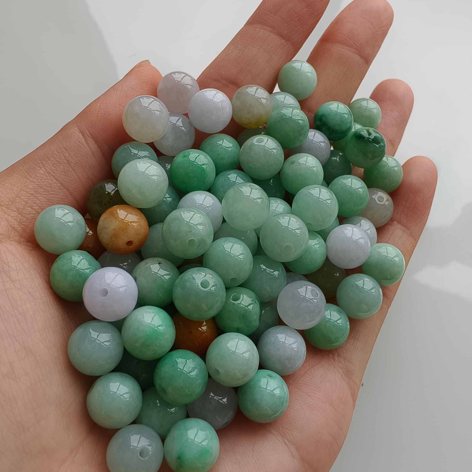 DDP 20pcs 9mm Natural Certificated Multi Color Burmese Jadeite Round Beads
