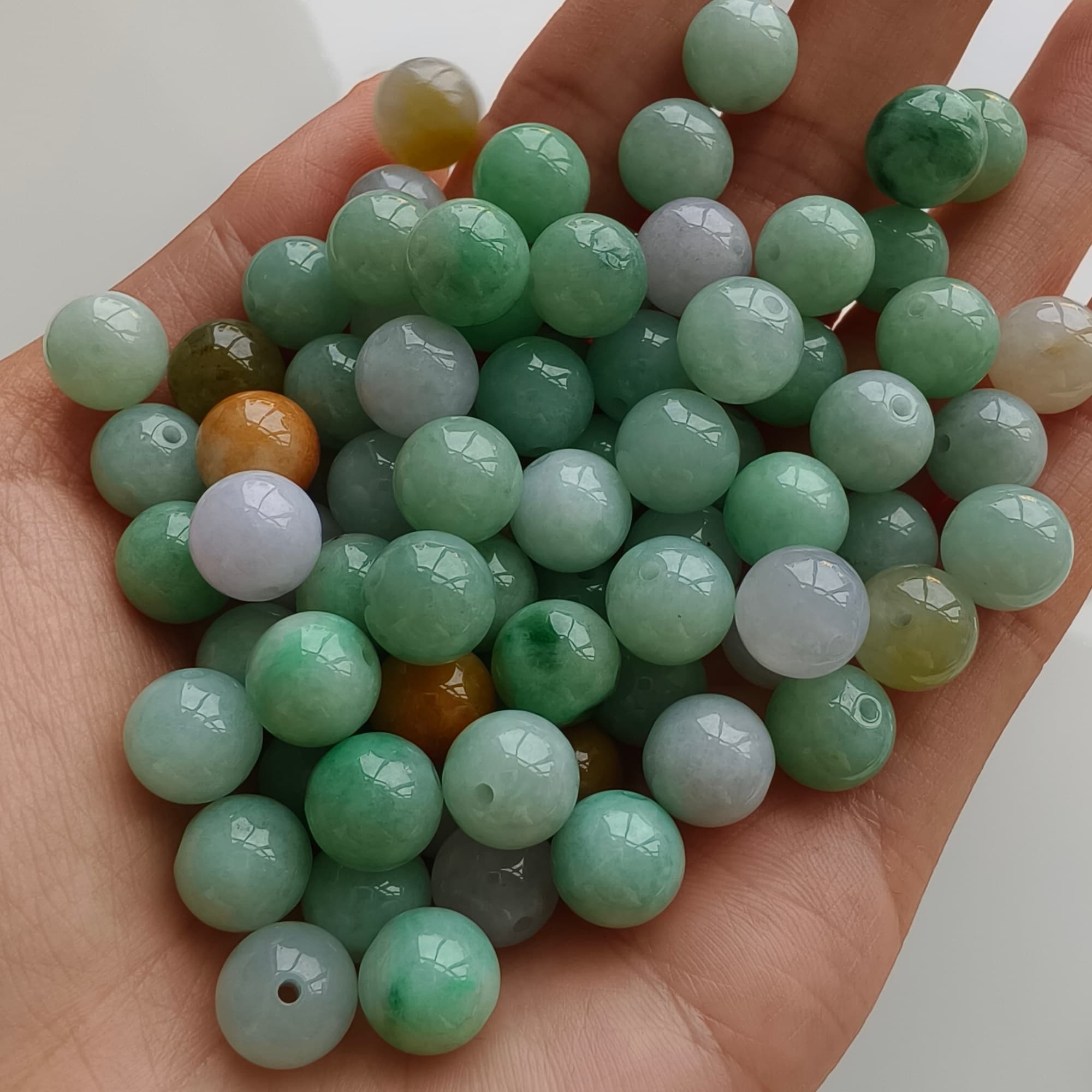 DDP 20pcs 9mm Natural Certificated Multi Color Burmese Jadeite Round Beads