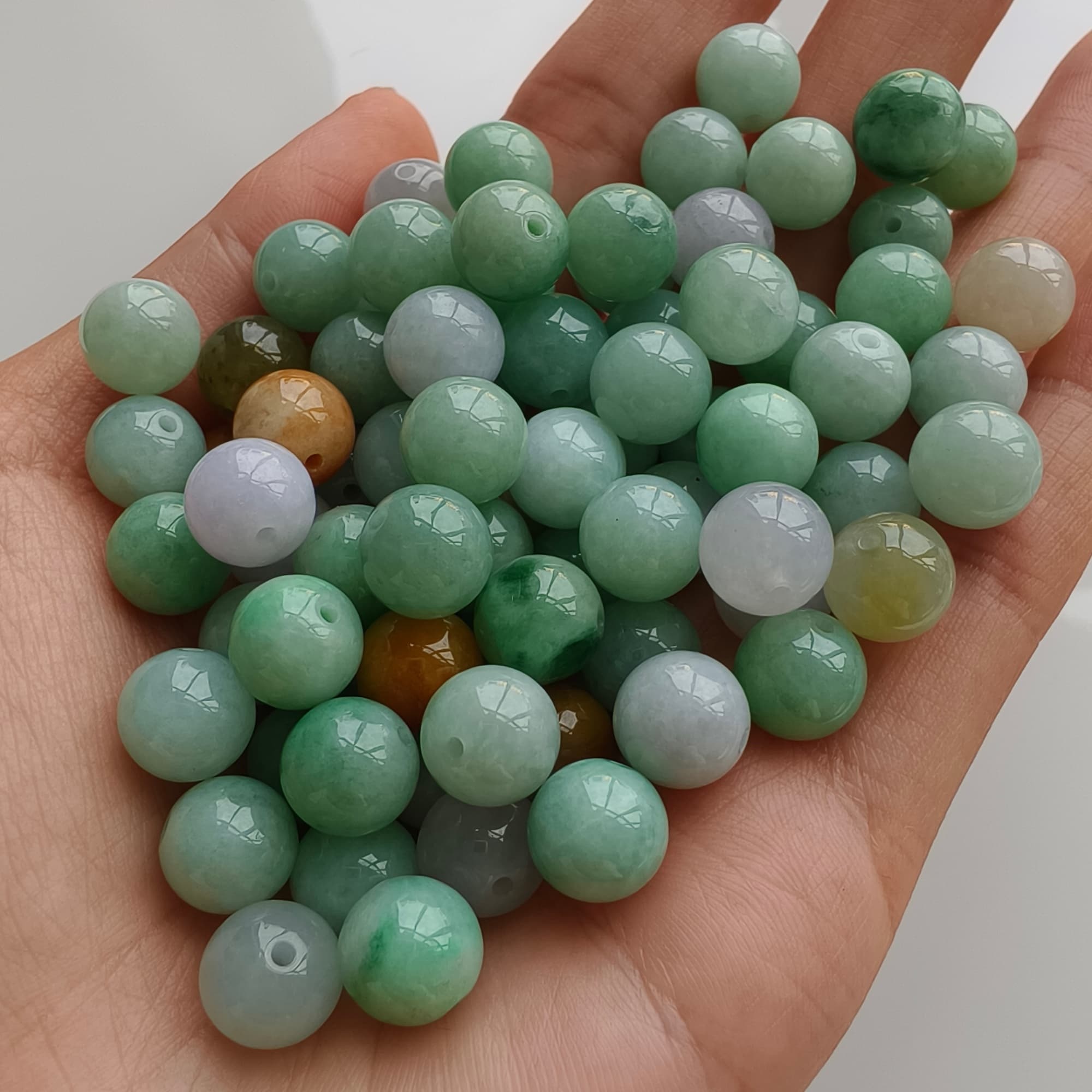 DDP 20pcs 9mm Natural Certificated Multi Color Burmese Jadeite Round Beads