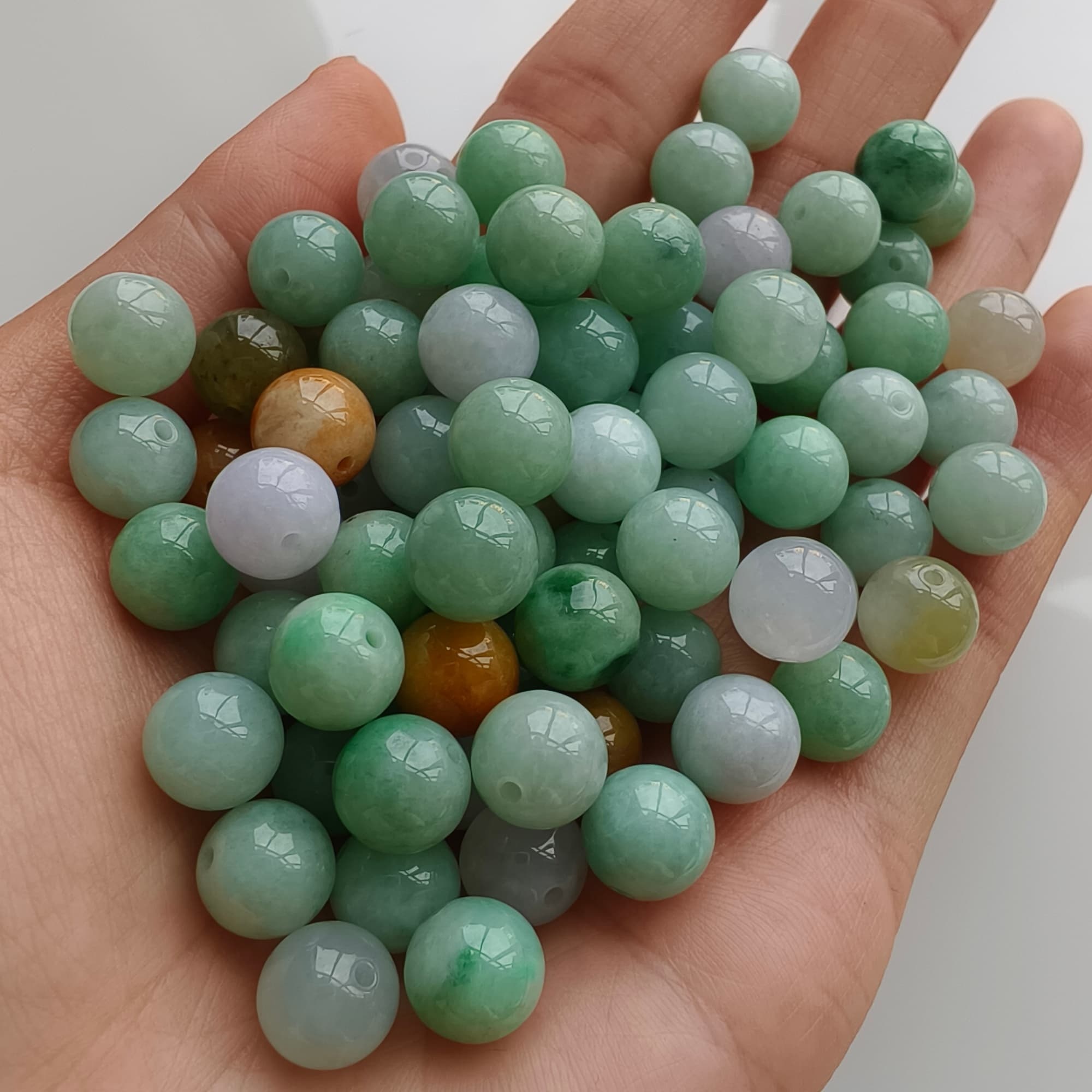 DDP 20pcs 9mm Natural Certificated Multi Color Burmese Jadeite Round Beads