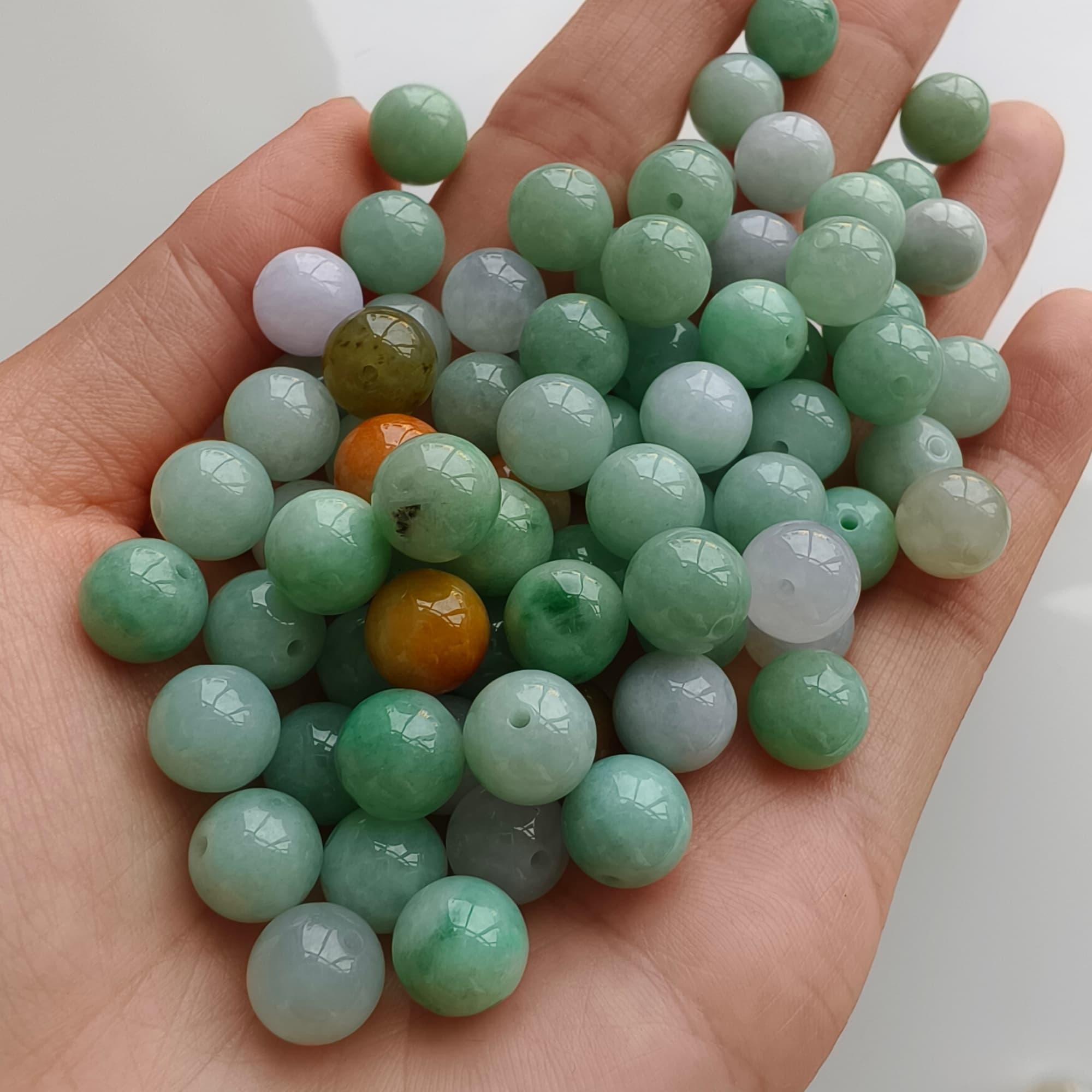 DDP 20pcs 9mm Natural Certificated Multi Color Burmese Jadeite Round Beads