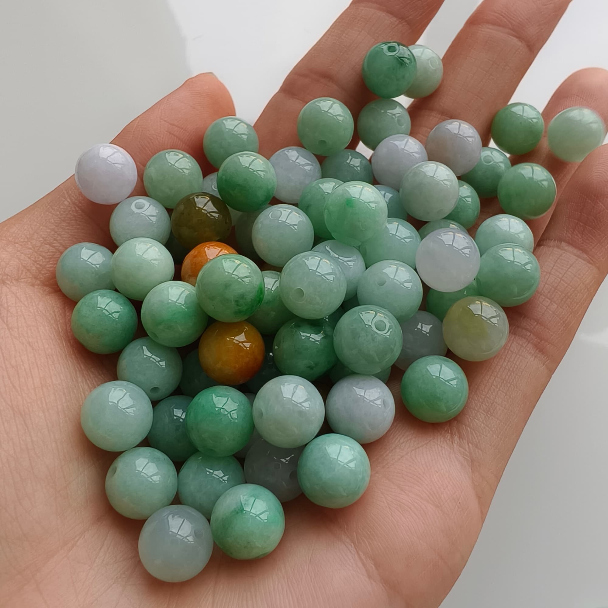 DDP 20pcs 9mm Natural Certificated Multi Color Burmese Jadeite Round Beads