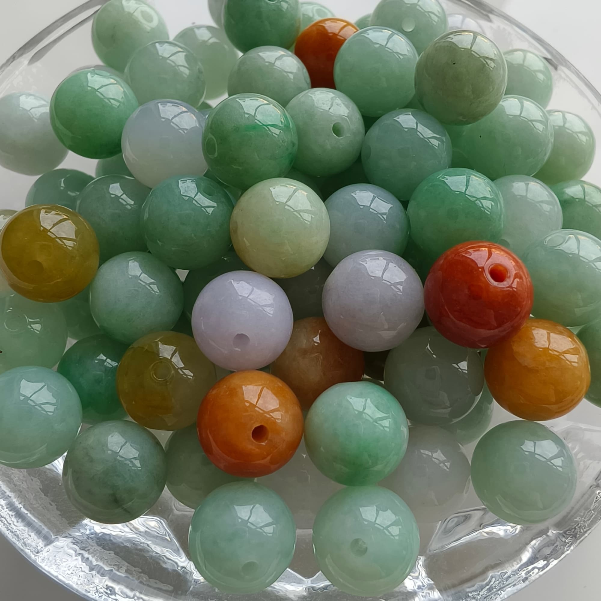 DDP 20pcs 9mm Natural Certificated Multi Color Burmese Jadeite Round Beads