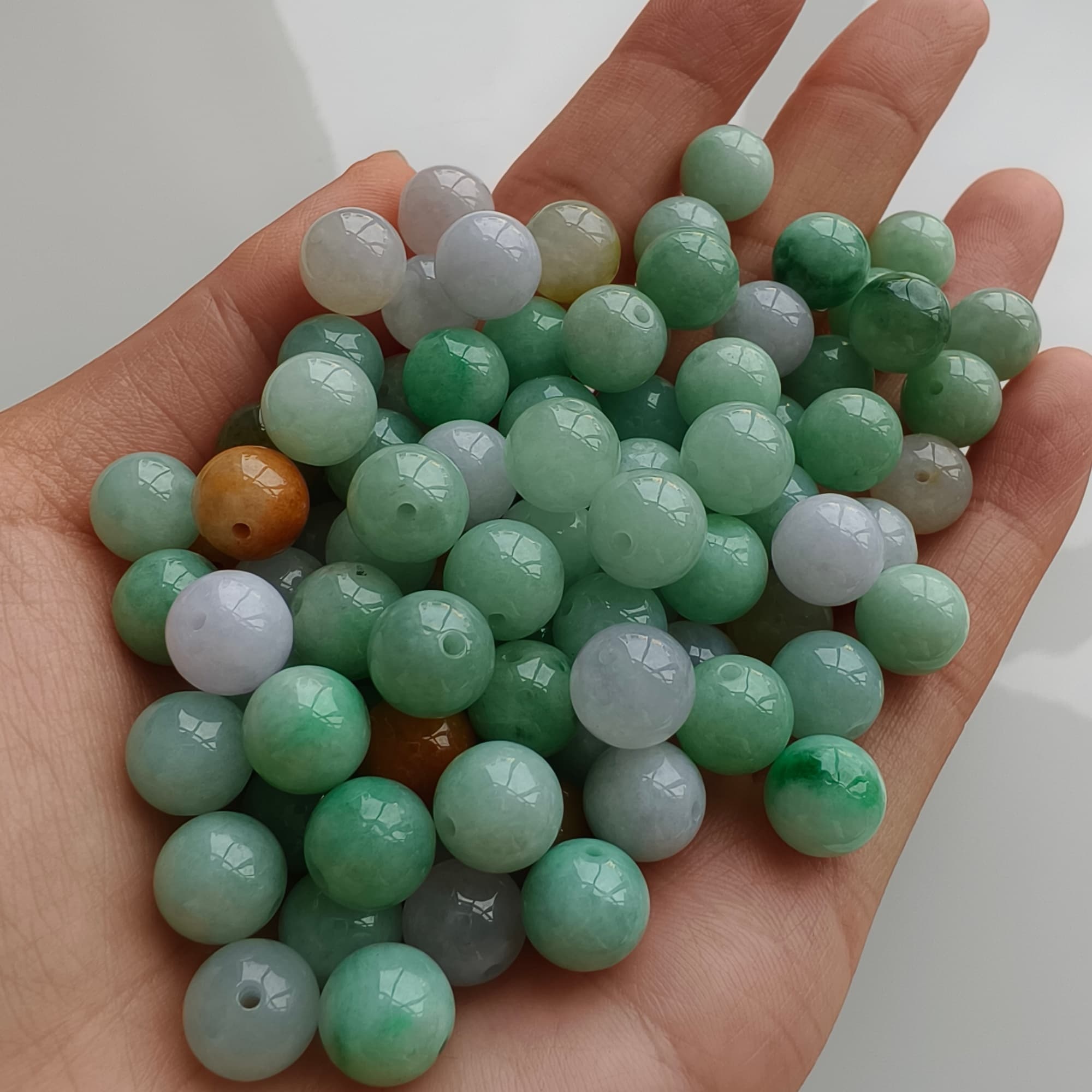 DDP 20pcs 9mm Natural Certificated Multi Color Burmese Jadeite Round Beads