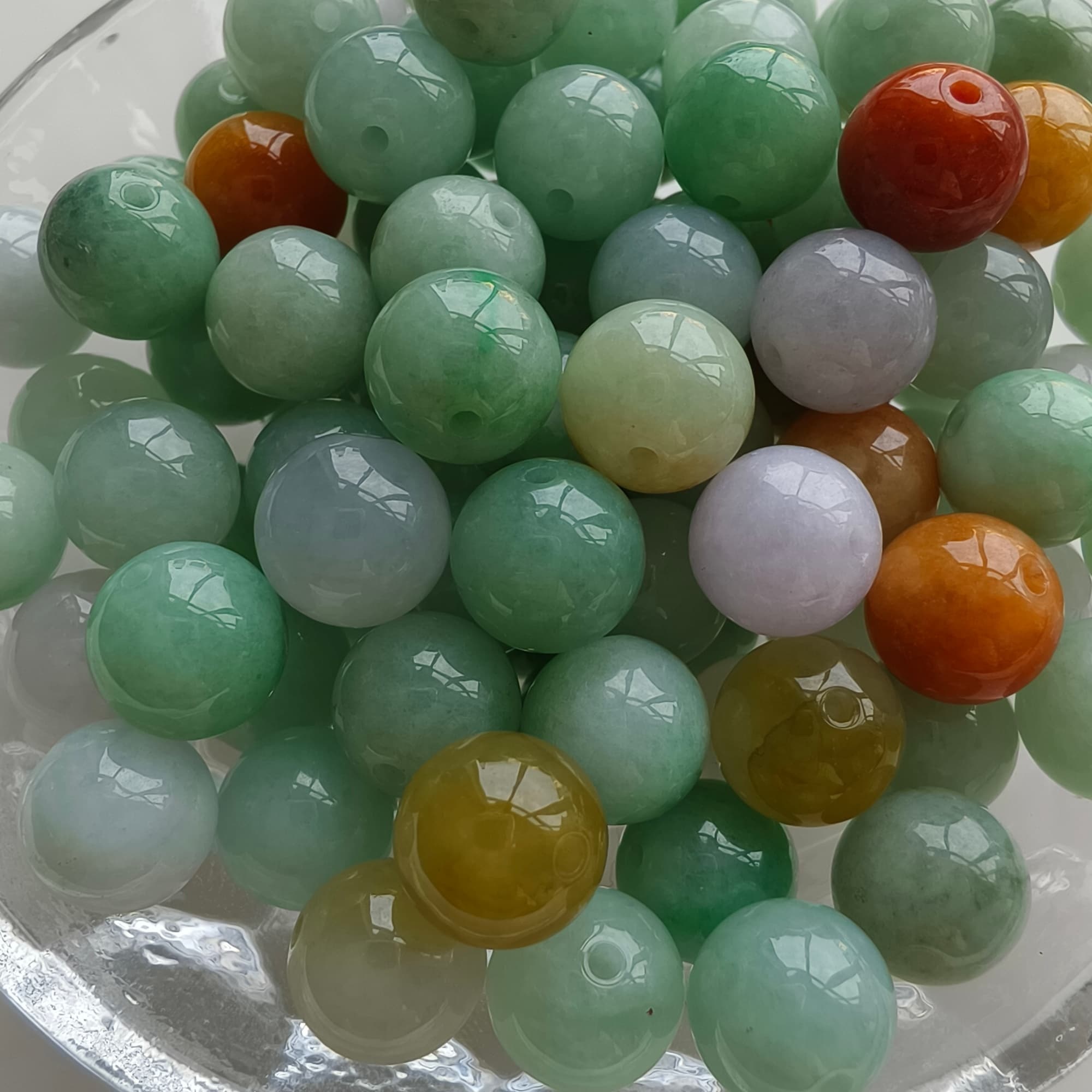 DDP 20pcs 9mm Natural Certificated Multi Color Burmese Jadeite Round Beads