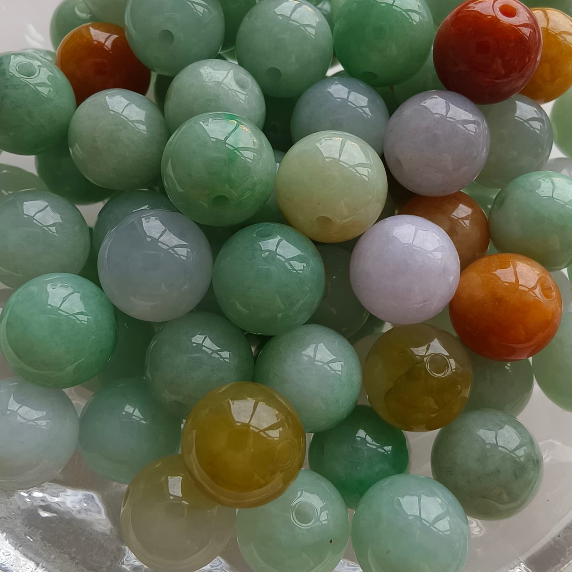 DDP 20pcs 9mm Natural Certificated Multi Color Burmese Jadeite Round Beads