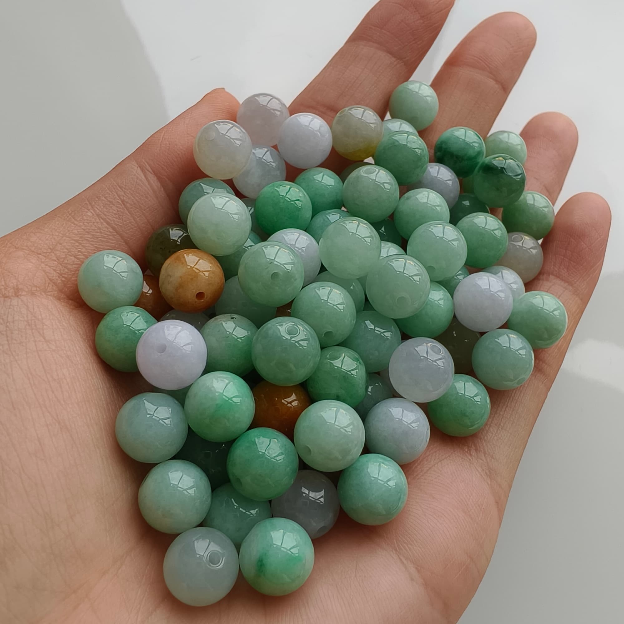 DDP 20pcs 9mm Natural Certificated Multi Color Burmese Jadeite Round Beads