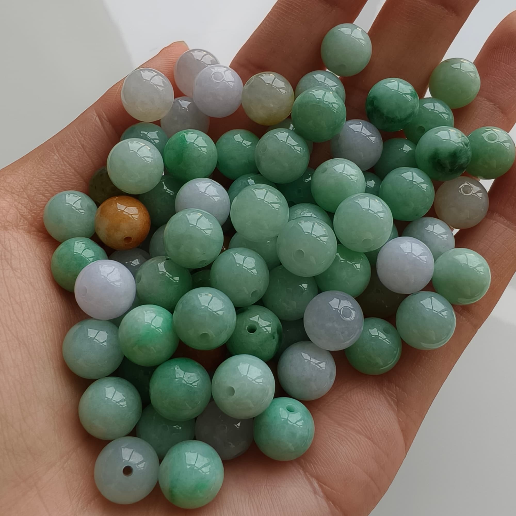 DDP 20pcs 9mm Natural Certificated Multi Color Burmese Jadeite Round Beads