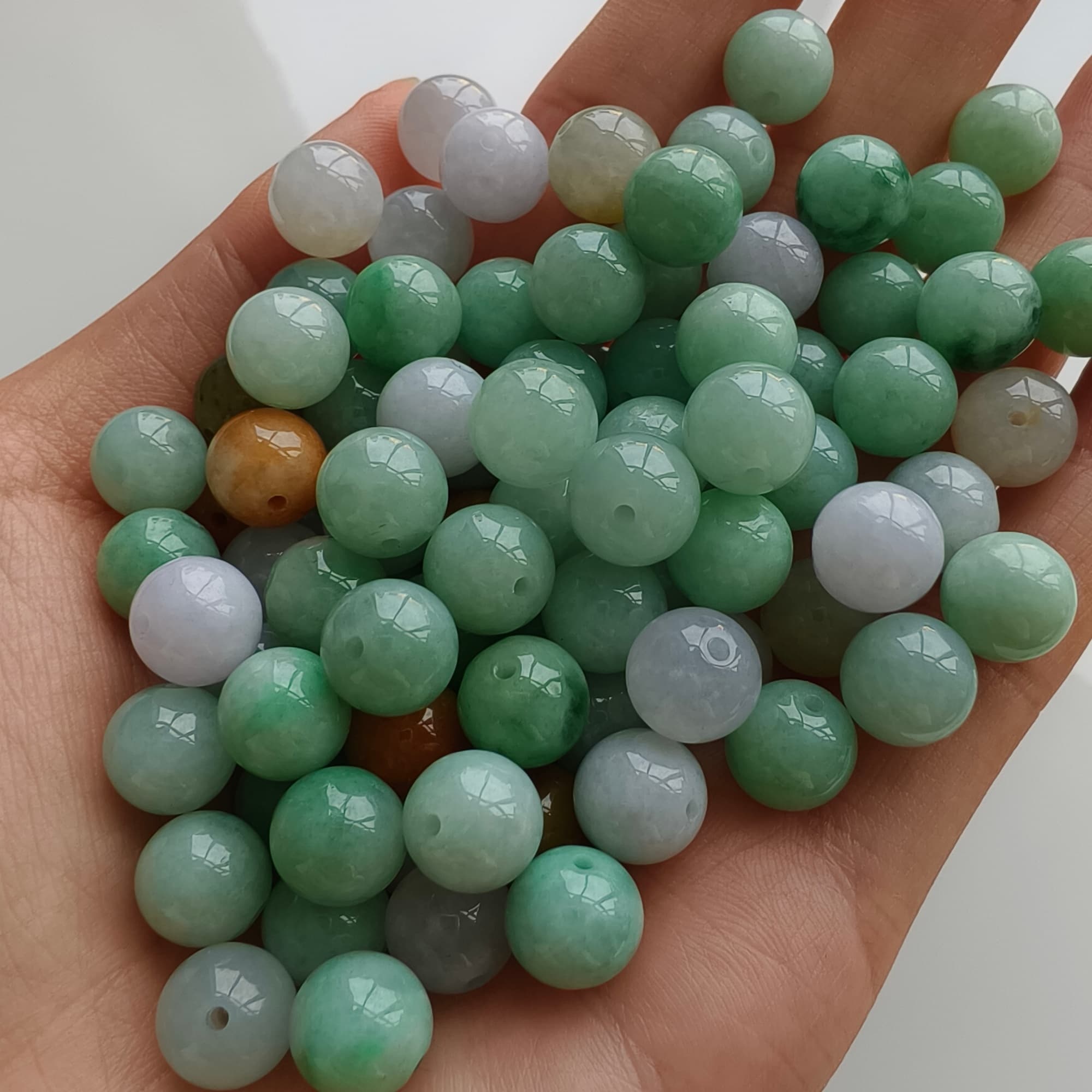 DDP 20pcs 9mm Natural Certificated Multi Color Burmese Jadeite Round Beads