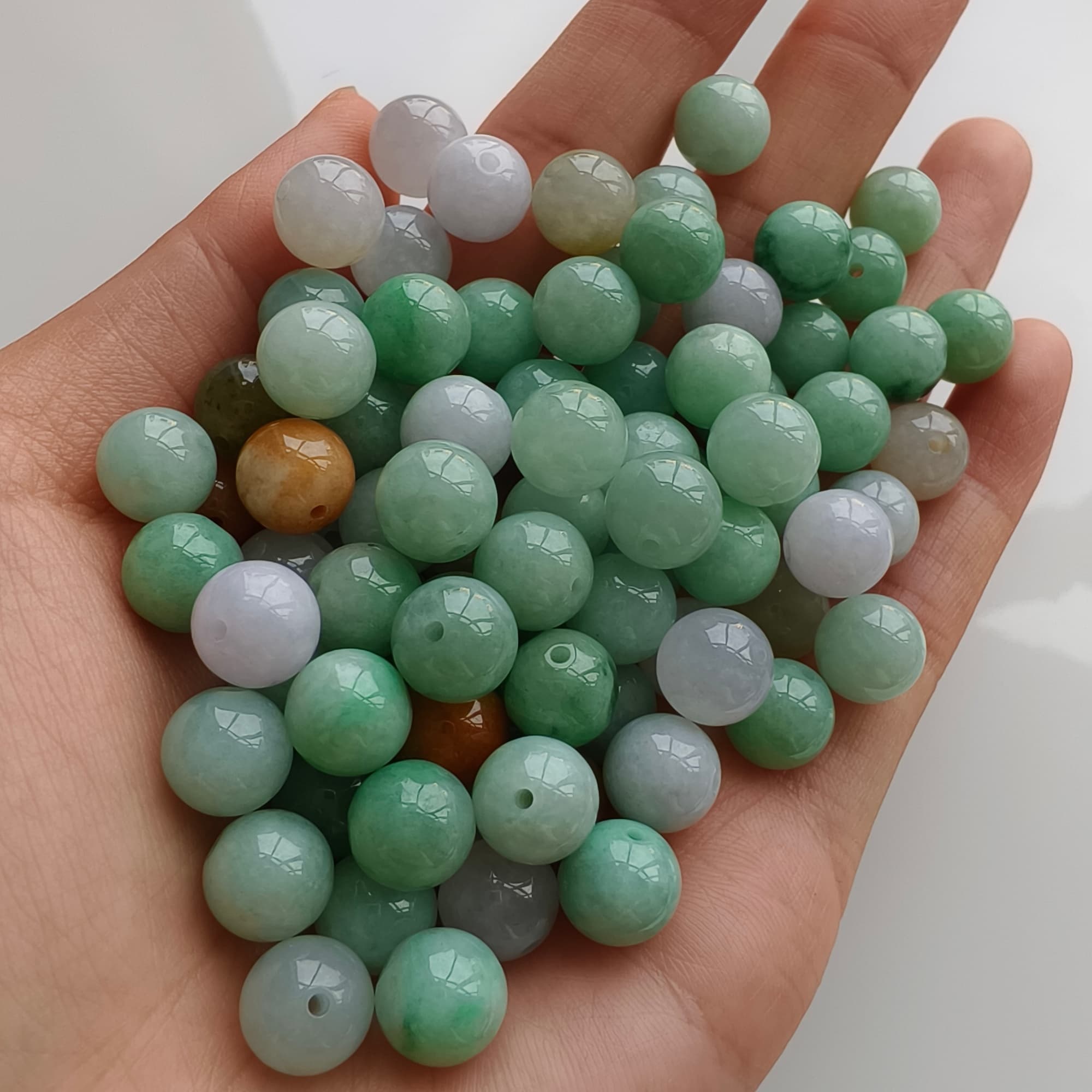 DDP 20pcs 9mm Natural Certificated Multi Color Burmese Jadeite Round Beads