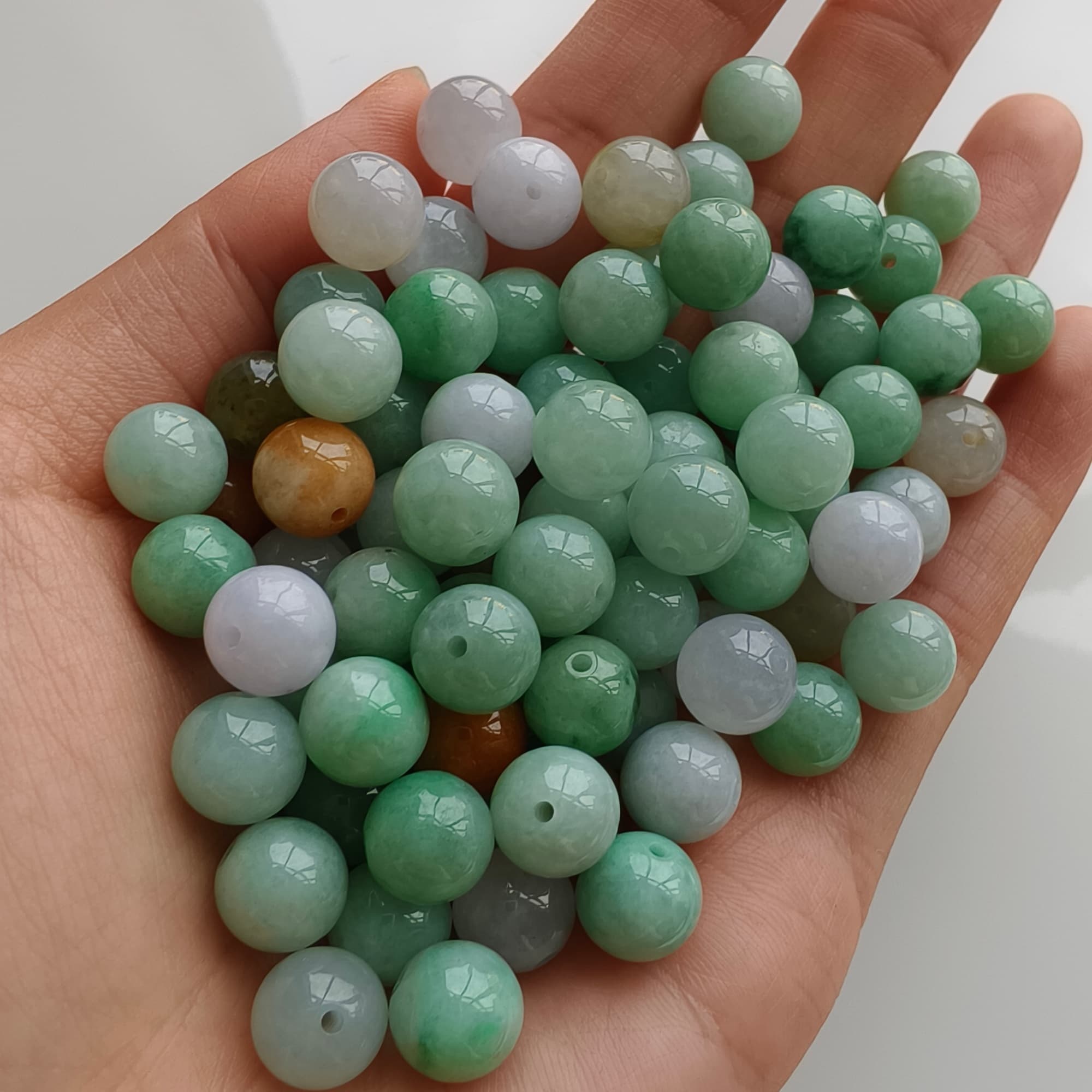 DDP 20pcs 9mm Natural Certificated Multi Color Burmese Jadeite Round Beads