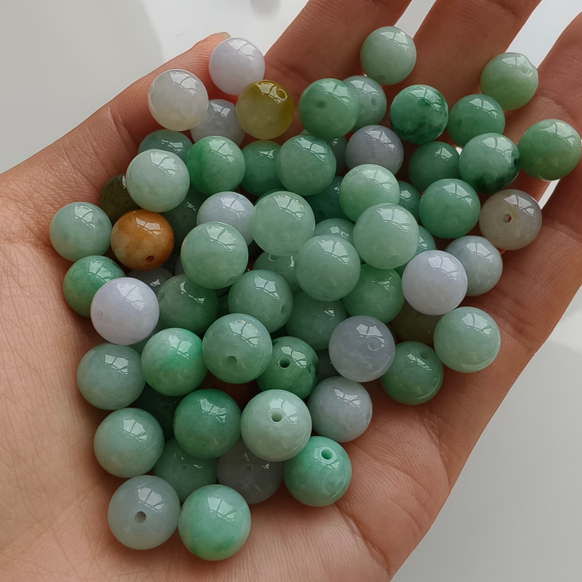 DDP 20pcs 9mm Natural Certificated Multi Color Burmese Jadeite Round Beads
