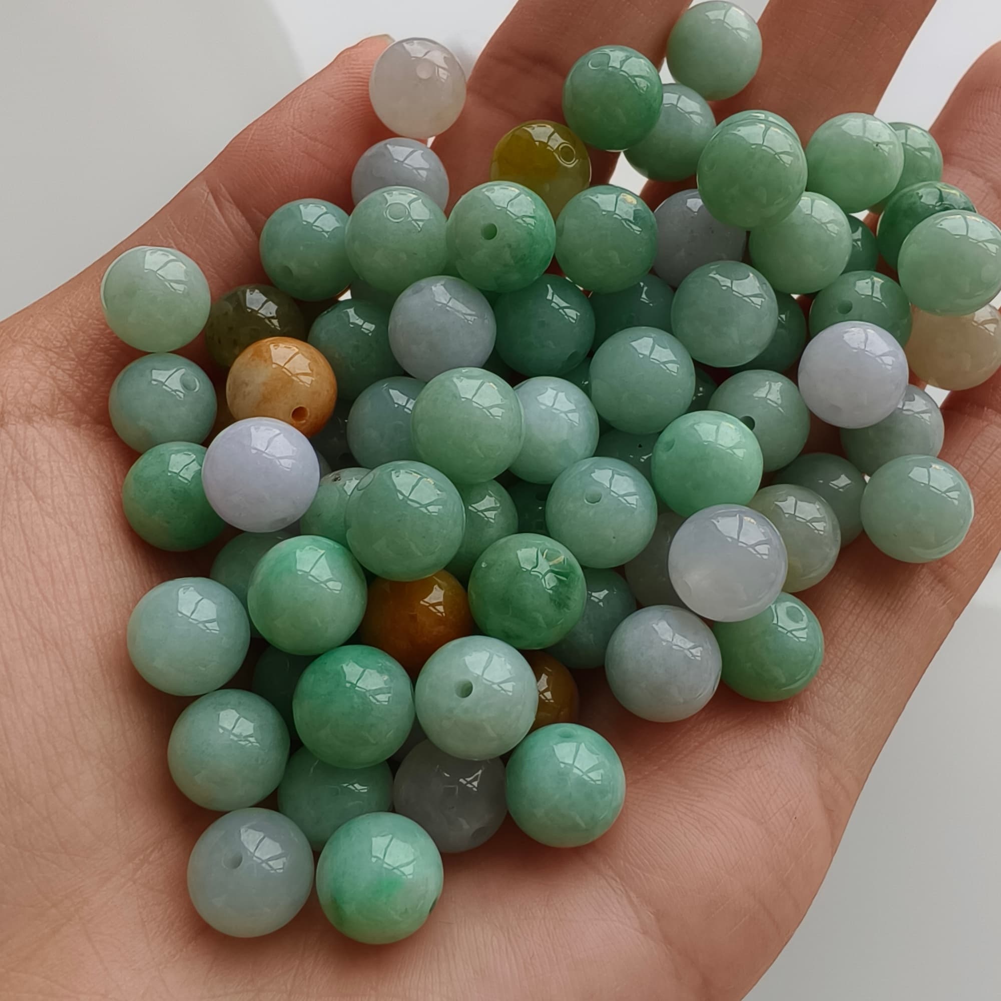 DDP 20pcs 9mm Natural Certificated Multi Color Burmese Jadeite Round Beads