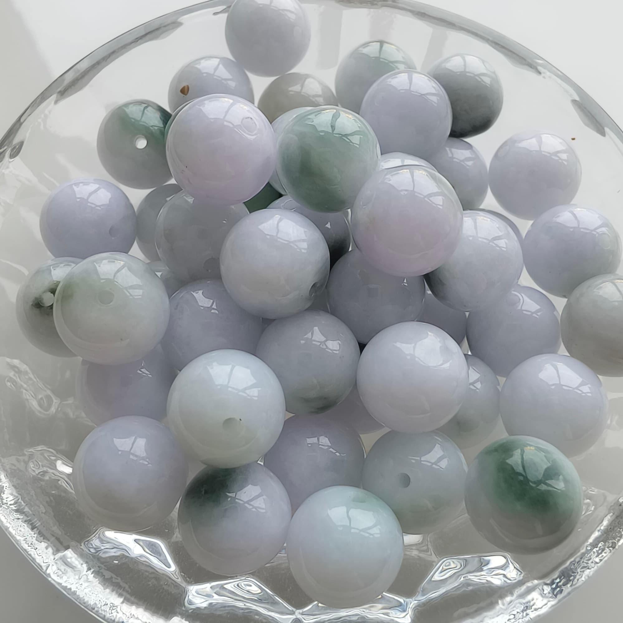 DDP 20pcs 10.5mm Natural Certificated Type A Green White Moss In Snow Burmese Jadeite Round Beads