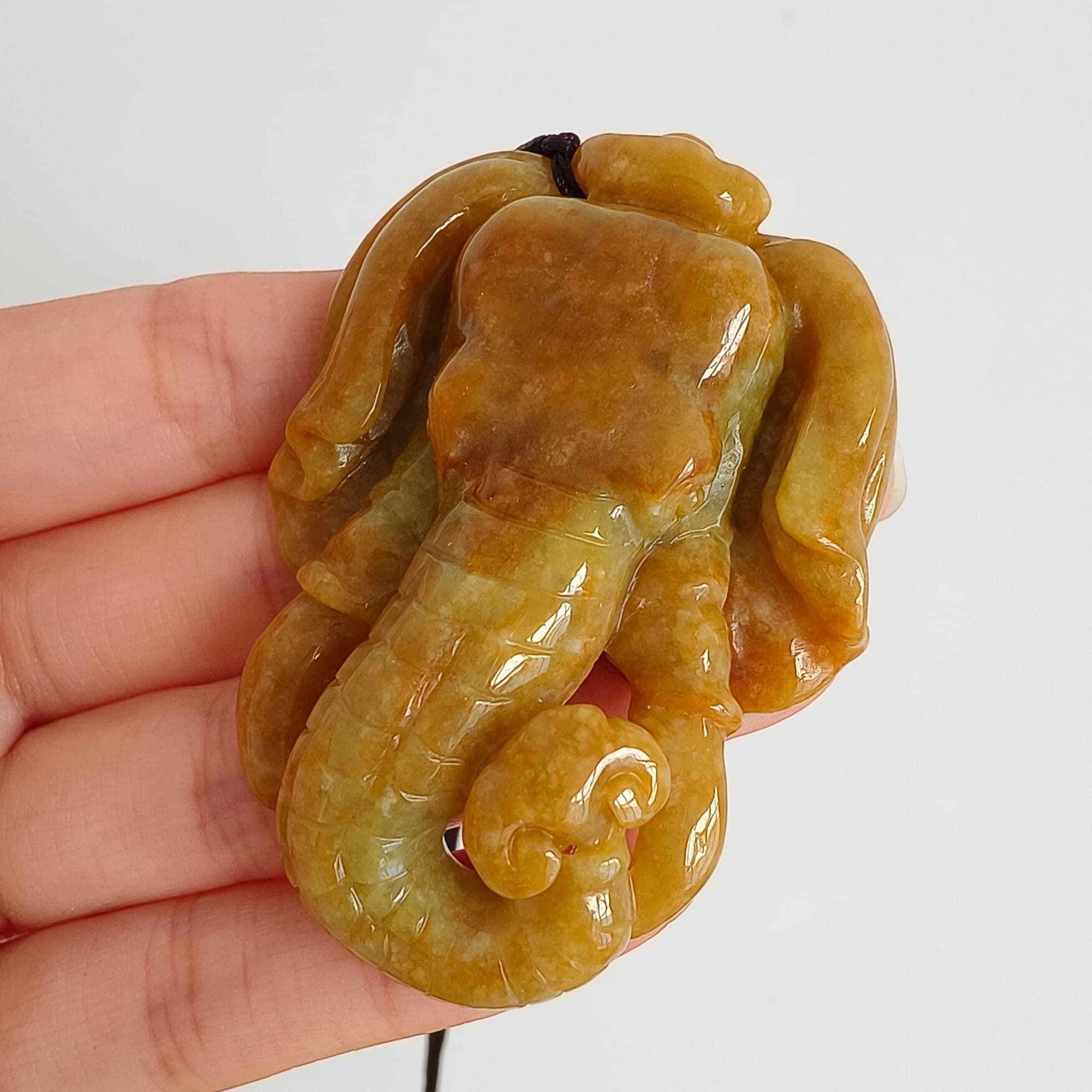 DDP 61.5mm Natural Certificated Icy Yellow Burmese Jadeite Elephant Pendant