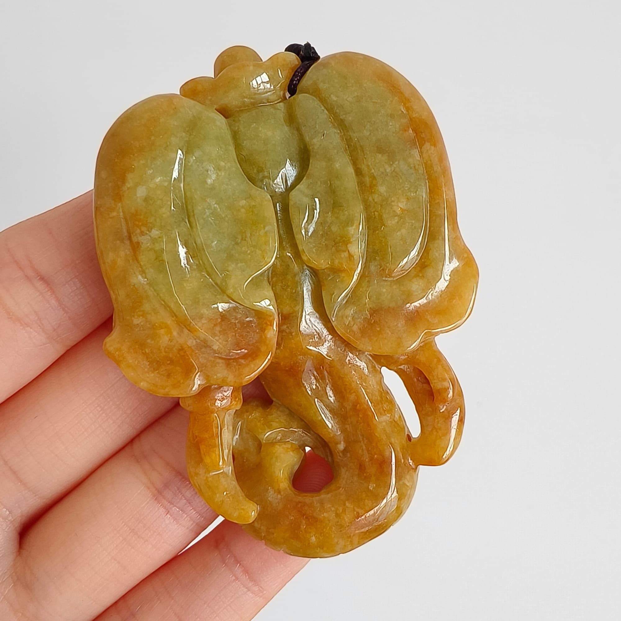 DDP 61.5mm Natural Certificated Icy Yellow Burmese Jadeite Elephant Pendant